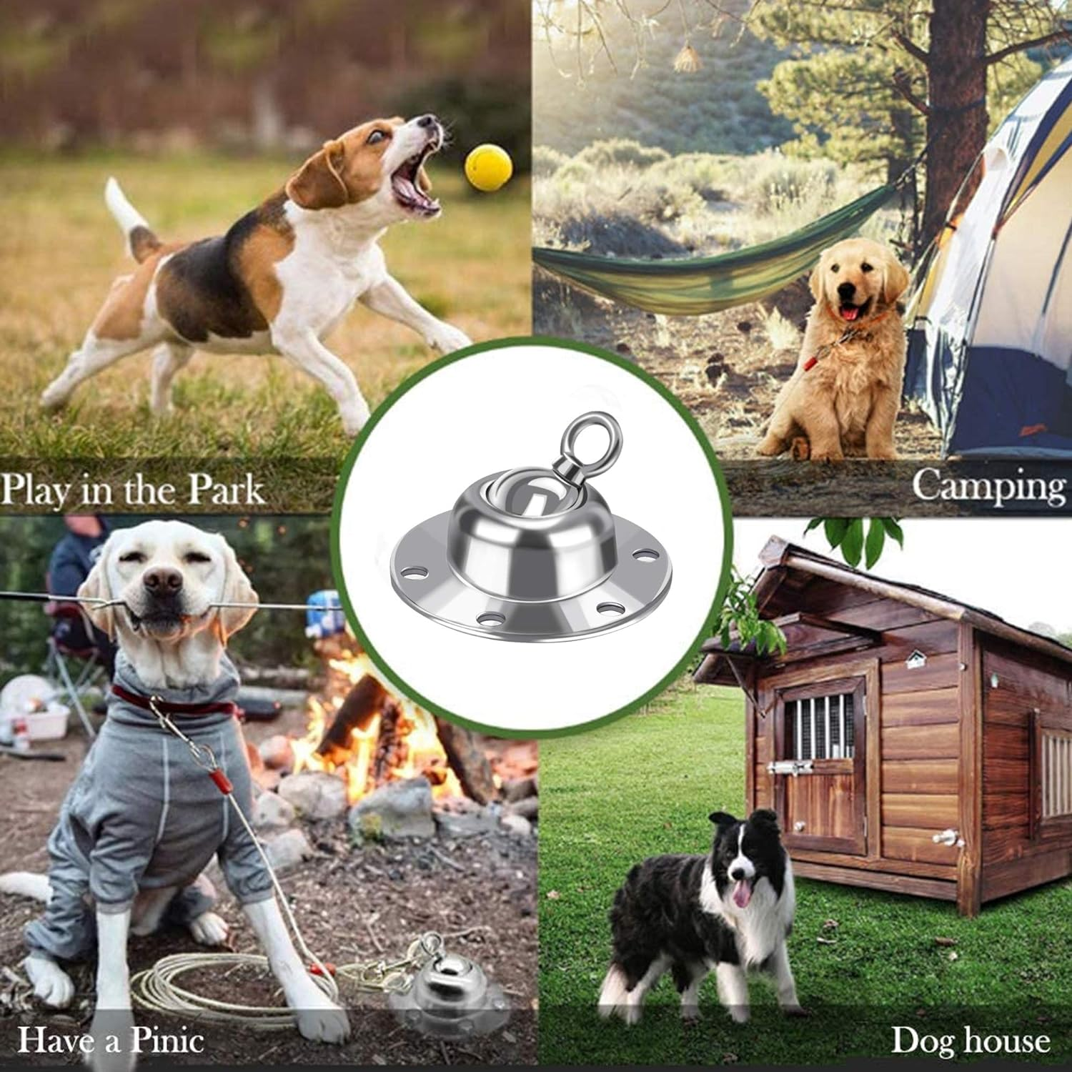 360&deg; Swivel Dog Tie Out Stake Dog Anchor - Heavy Duty Rust Proof Dog Yard Stake Holds 1000Lbs of Pull Force for Yard Camping Outdoor image number 4