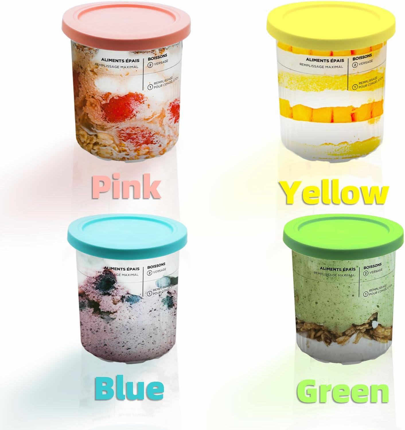 Containers Replacement for Ninja Creami Pints and Lids - 4 Pack, 24Oz Cup Compatible with NC501, NC500 Series Ice Cream Maker, BPA Free Dishwasher Safe Leak Proof image number 4