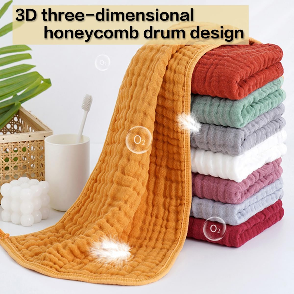 Agrap 7-Layer Pure Cotton Hiccup Cloth, 100% Cotton, 20 Inches X 10 Inches, Suitable for Baby Drool and Grooming, Soft, Safe, and Gentle Baby Bath Towel, Gender Free, Is the Best Gift Choice (Large) image number 2