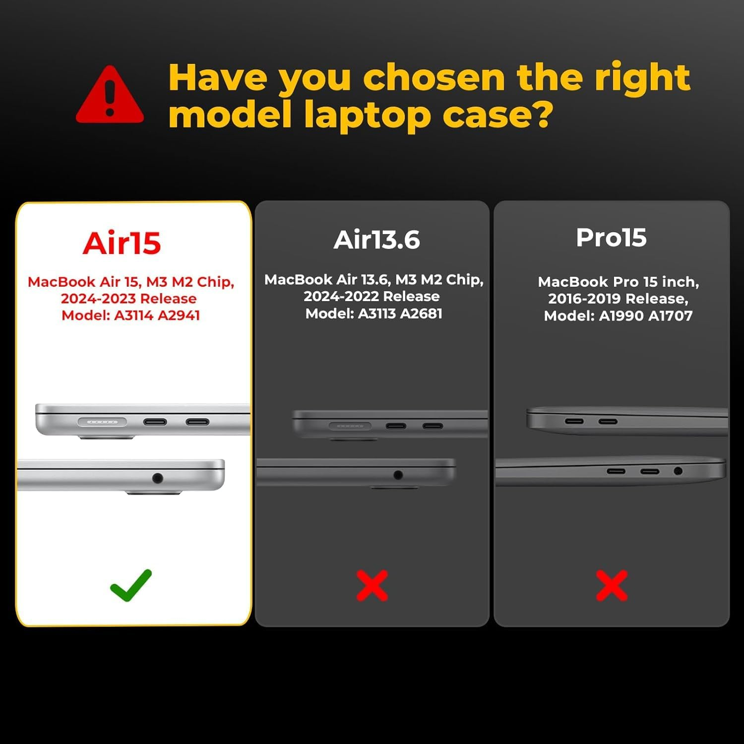 Eoocoo Compatible with Macbook Air 15 Inch Case 2025 2024 2023 M4 M3 A3241 A3114 M2 A2941 Liquid Retina Display, Plastic Hard Shell Case + Keyboard Cover + Screen Protector, Black