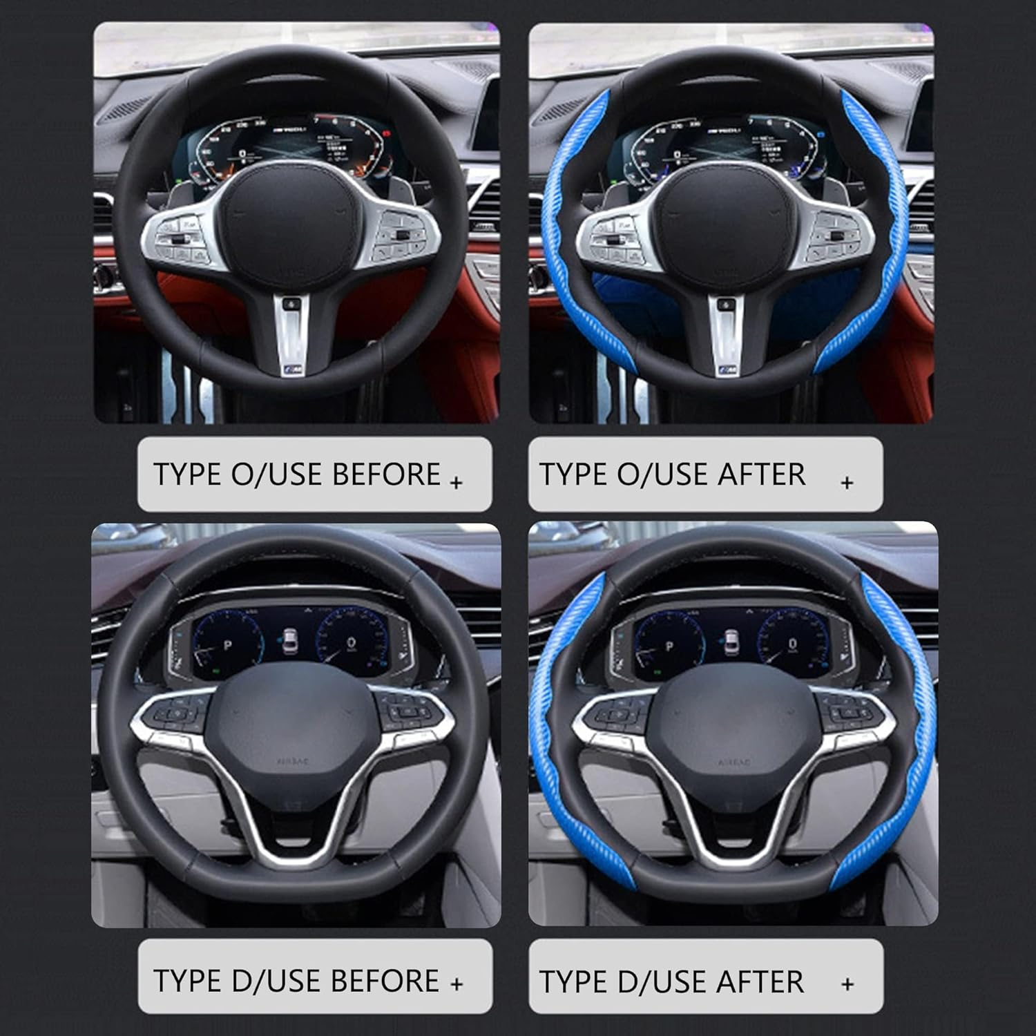 Carbon Fiber Steering Wheel Cover, Men'S and Women'S Safe and Non Slip Car Accessory,15-Inch Universal Auto Steering Wheel Cover, Steering Accessories for Car,Great Gifts (Blue)