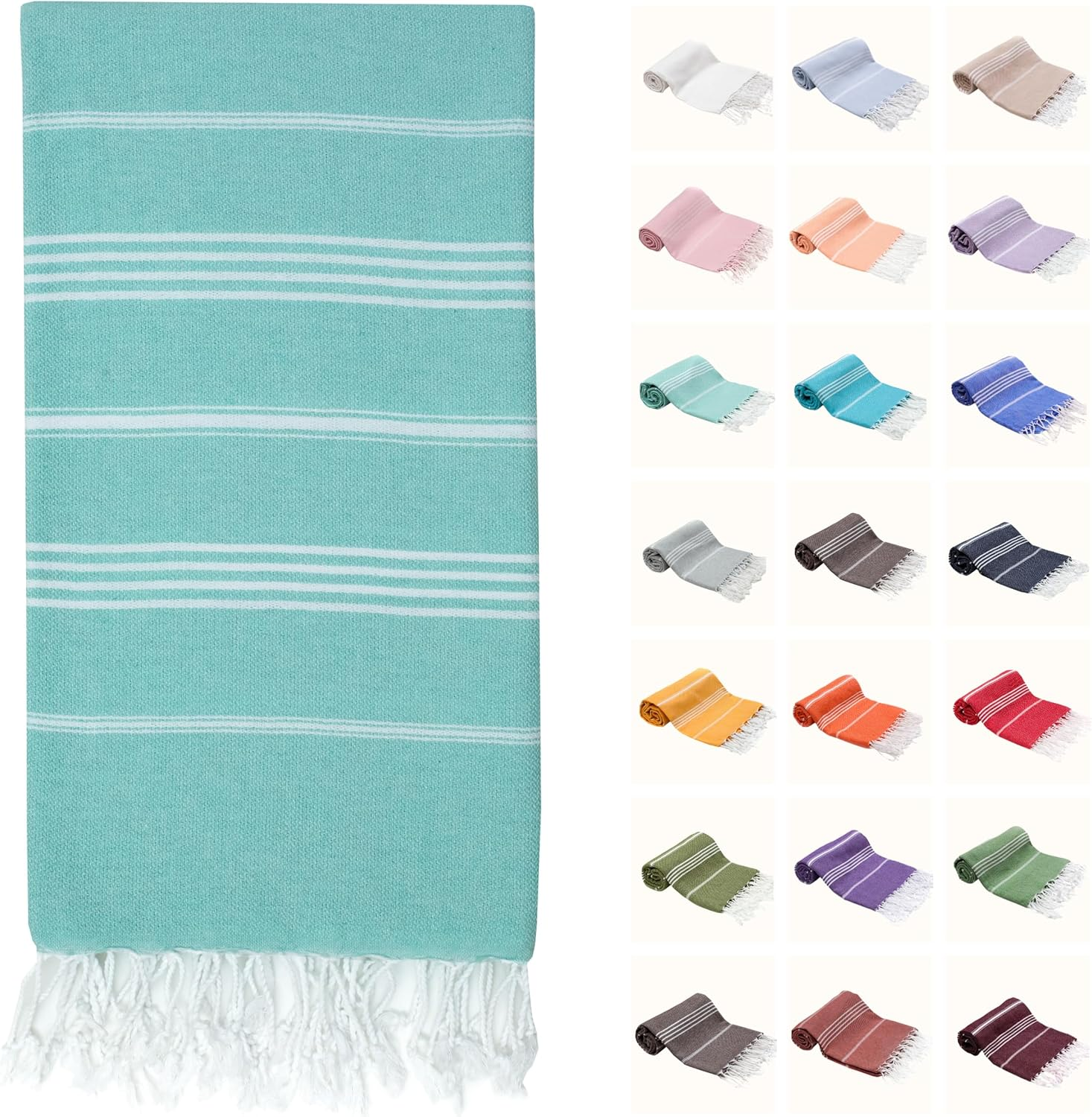 Park & Oz Turkish Peshtemal Beach Towels, 100% Cotton, Toallas Turcas, Lightweight, Fast Drying, Great for Travel, Yoga, Pool, Spa and Bath- Absorbent, Sand Free, Multipurpose Towel (Baby Pink)