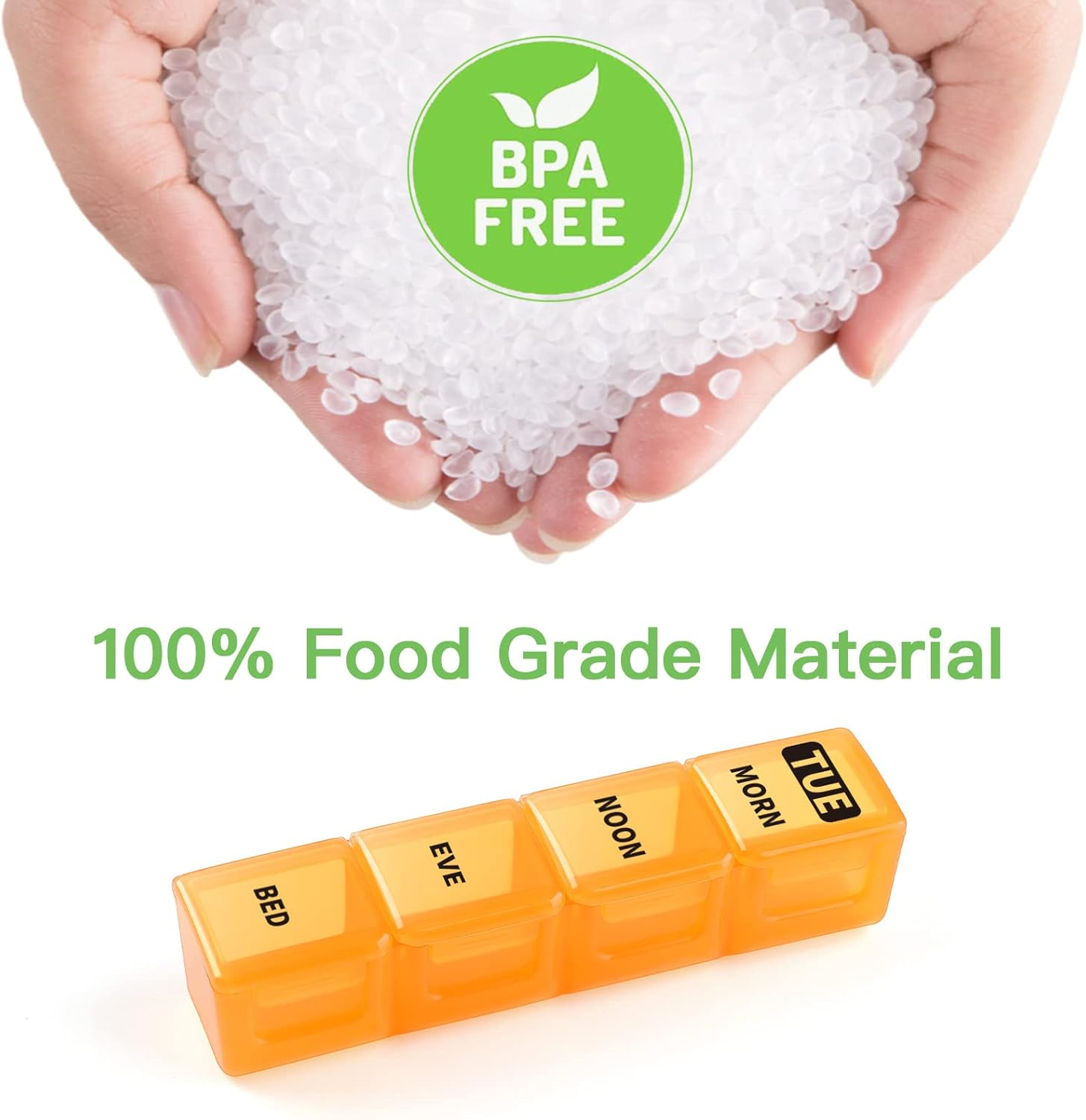 Opret Pill Organiser Box 7 Day, Weekly Travel Medication Organiser 4 Times a Day, with 28 Large Compartment for Fish Oil Vitamins Tablets and Supplements - Black-Coloured - Black-Coloured image number 3