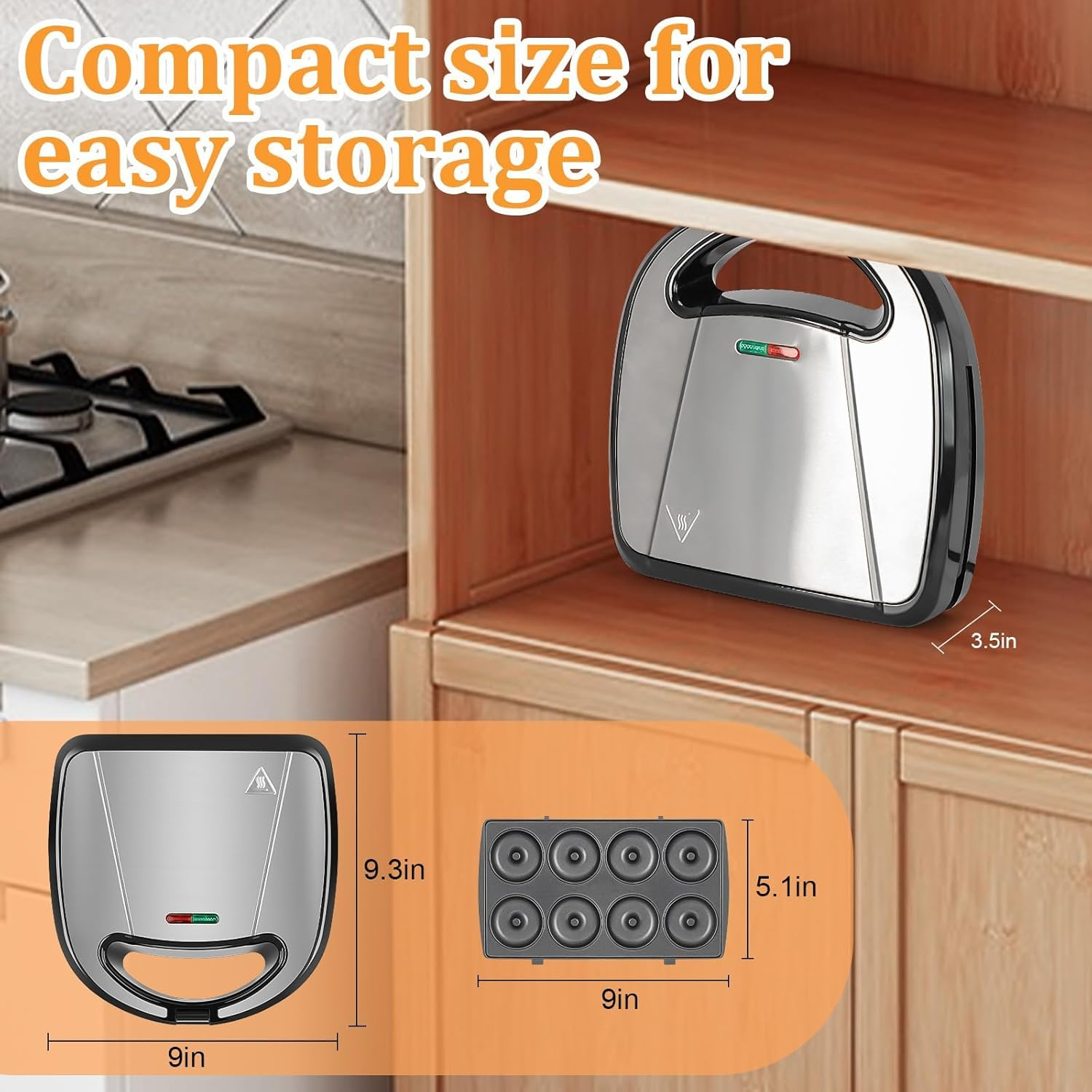 6 in 1 Waffle Iron Set, Panini Press Grill and Electric Sandwich Maker with Removable Non-Stick Plate, Ideal for Cooking Grilled Cheese, Tuna Melts, Burgers (AU PLUG) image number 1