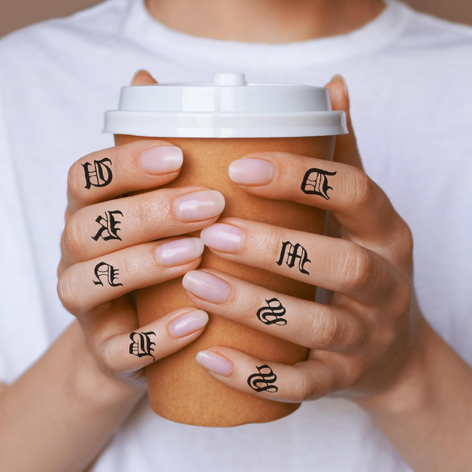 10 Sheets Letter Temporary Tattoos, Gothic Alphabet Tattoos Numbers Fake Finger Stickers, Customizable Fake Letters, Dates for Hand, Neck, Knuckles & Arm, Realistic Long-Lasting Black Ink image number 5