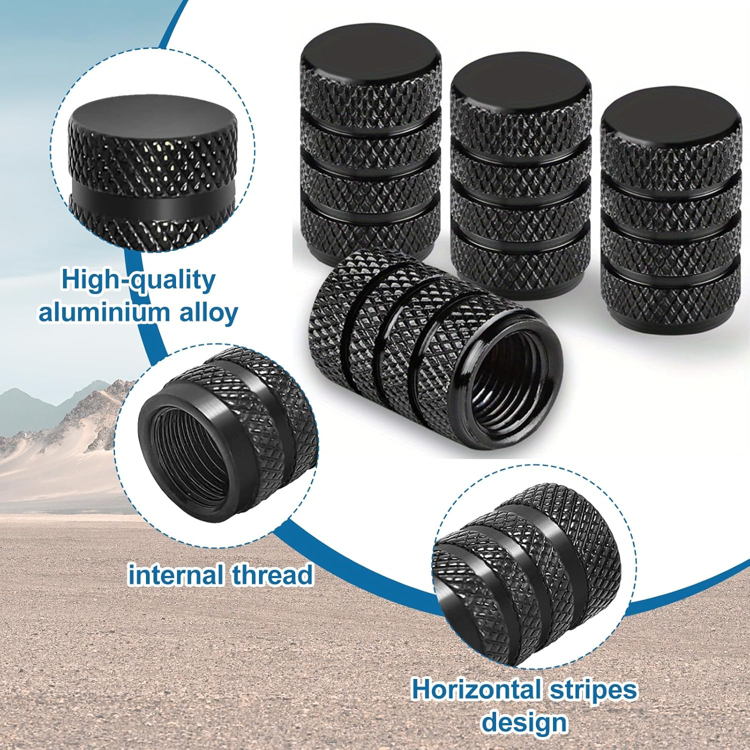 8 Pcs Tyre Valve Caps,Black Dust Caps for Car Tyres Tire Valve Stem Caps,Durable Universal Aluminum Tyre Dust Caps Stem Cover for Cars, Bike and Bicycle, Trucks, Motorcycles image number 6