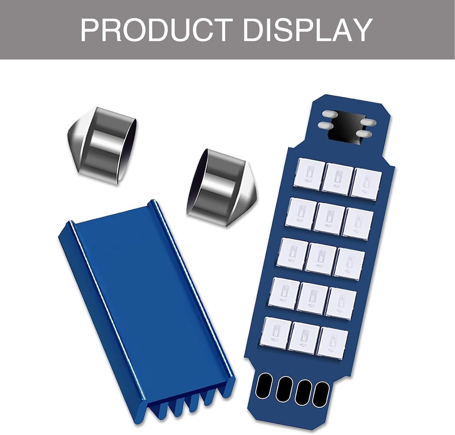 2 PCS Car LED Extremely Bright Bulbs, 1.6" 6000K 2835 Chipsets 1200LM Bulbs for LED Interior Dome Map Door Lights 211-2 212-2 569 6411 6451 41Mm 42Mm (Blue) image number 1