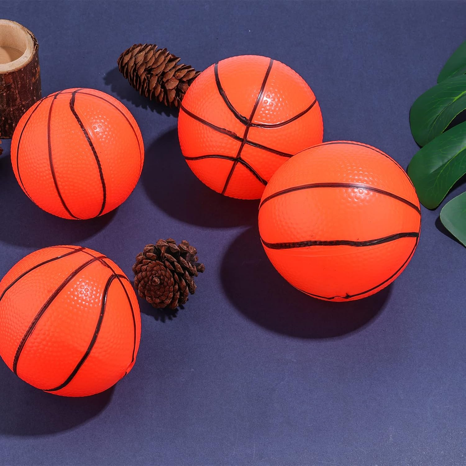 AIEX Pack of 10 10 Cm Mini Inflatable Basketball, Rubber Mini Basketballs Toy with Inflation Device, Inflatable Mini Sports Balls for Children Playing Training (Orange) image number 4