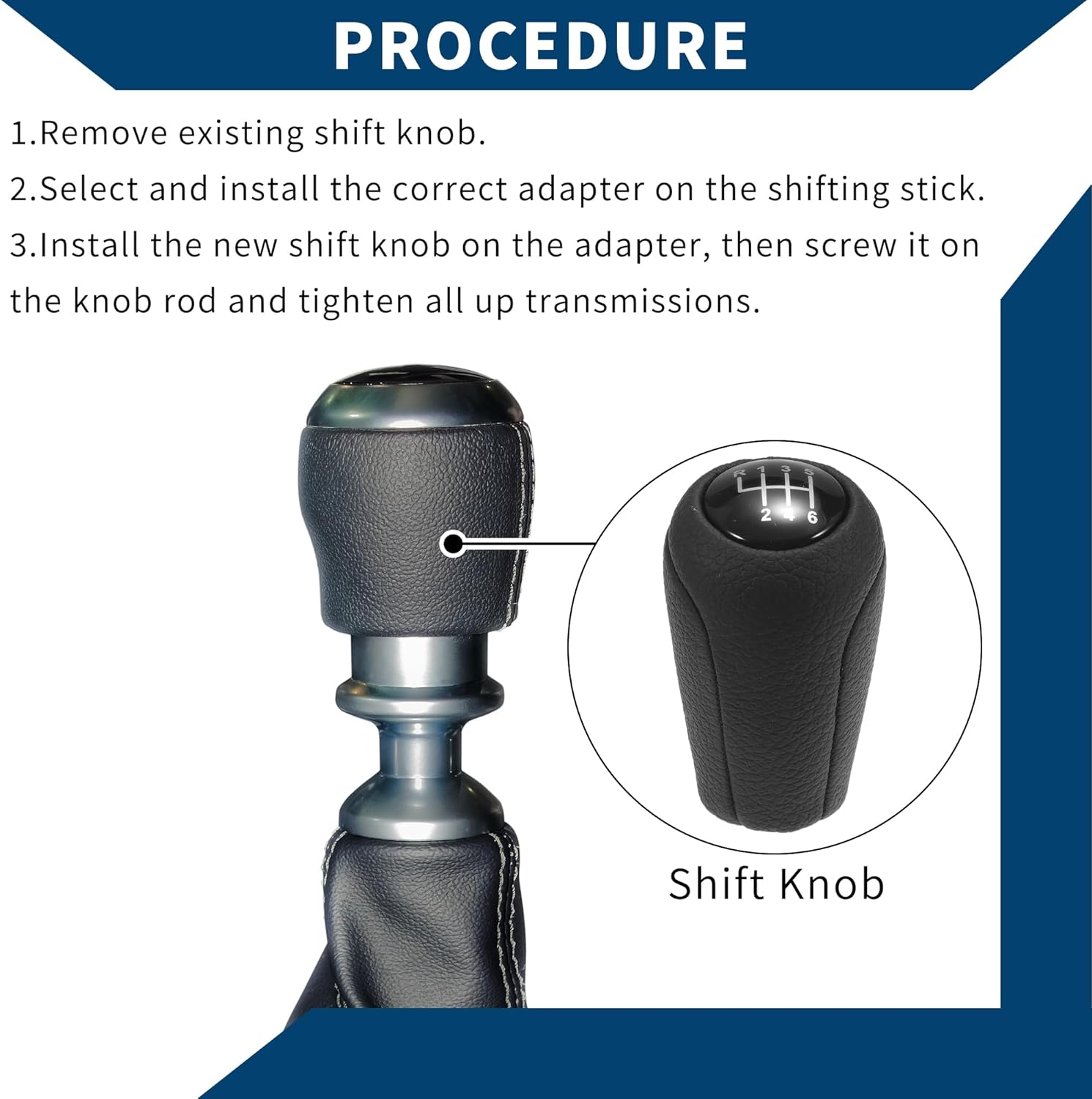 6 Speed Manual Gear Shift Knob for Mazda 3 2010-2013 / Front Automotive Gearbox Stick Shifter Lever Knob Durable Faux Leather Plastic / 1 Pcs Black image number 5