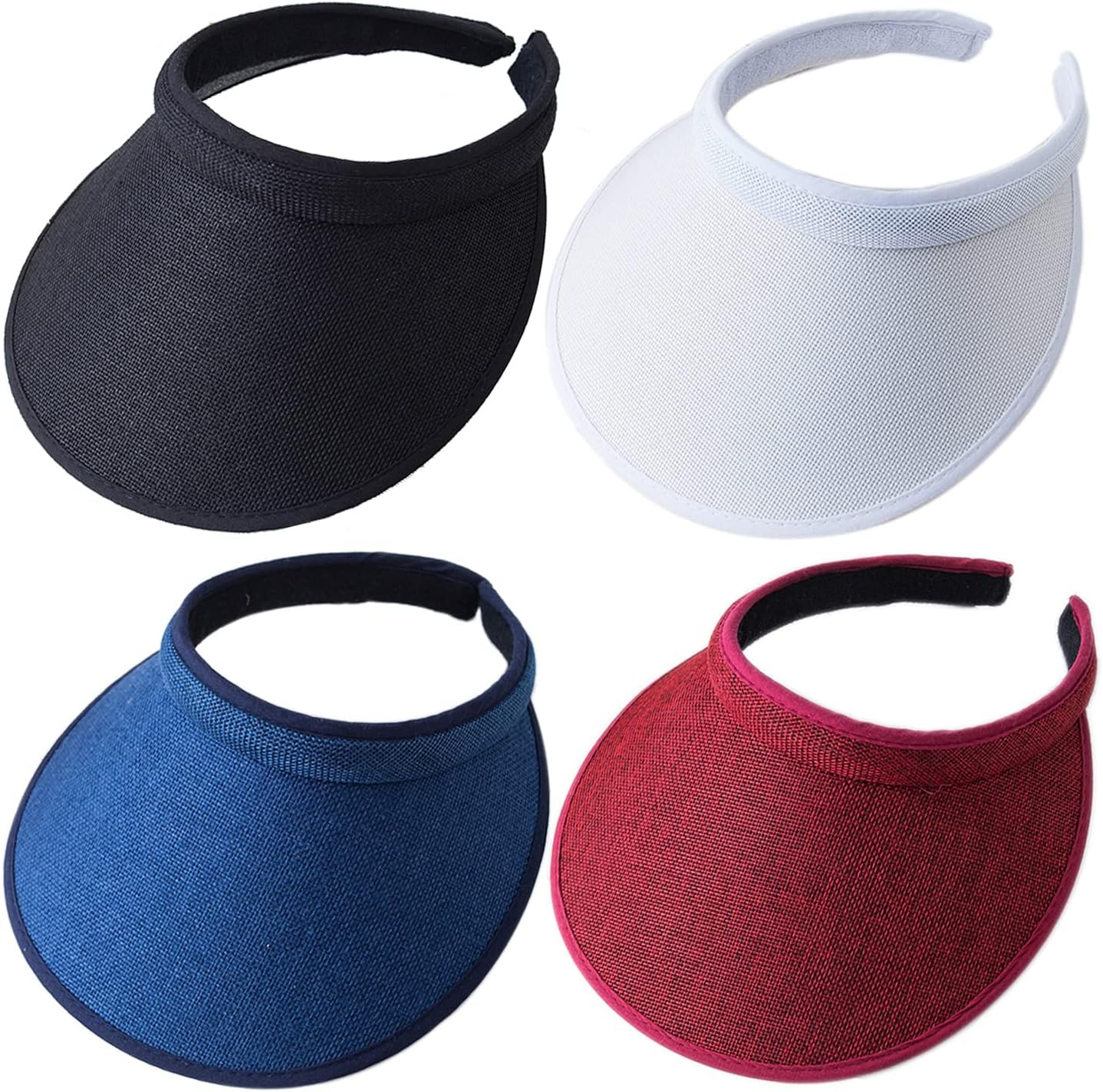 MULIMU 4-Pack Women Wide Brim Sun Visor UV Protection UPF50+ Hat Golf Visor with Clip