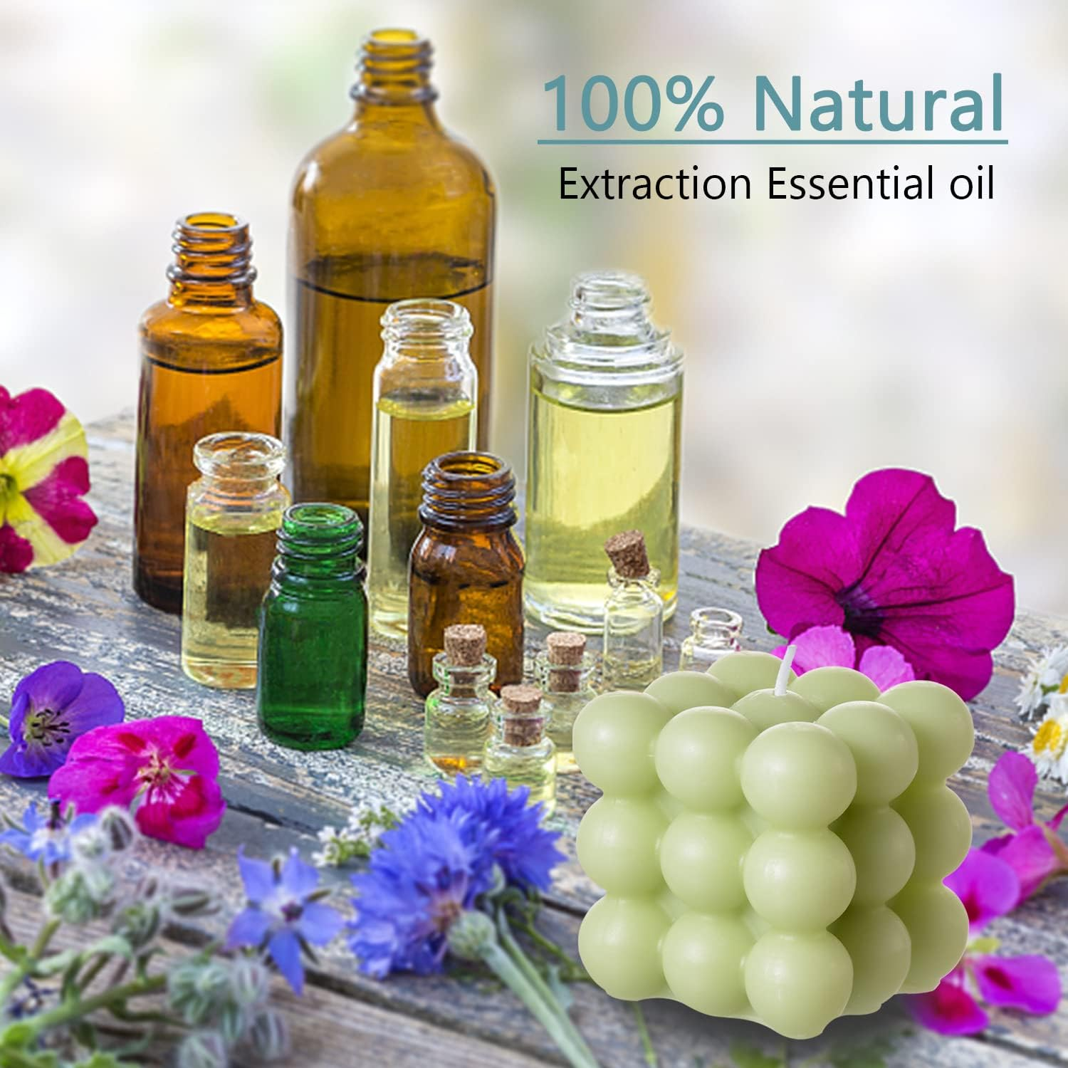 ACITHGL Bubble Candle - Cube Soy Wax Candles, Home Decor Candle, Scented Candle Set 2 Pieces, Home Use and Gifting (White+Green) image number 4