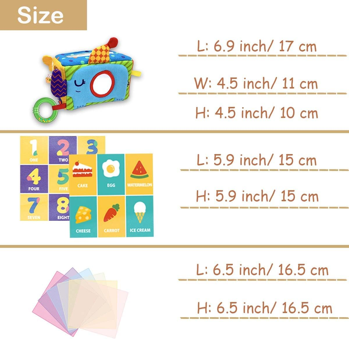 Baby Tissue Box, Infant Montessori Sensory Toy with Soft Crinkle Papers ＆ Silk Scarves, Textured Tissues Box with Mirror Toddlers Early Educational Learning Travel Toys for 6+ Months image number 2