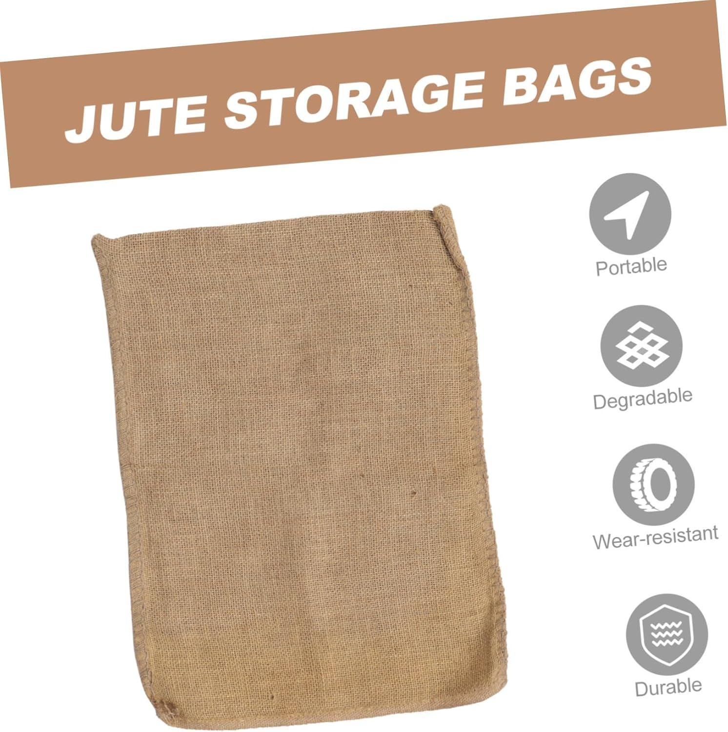 BESPORTBLE 3Pcs Large Capacity Burlap Bag Jute Sand Storage Pouches 40X60Cm Reusable Outdoor Food Storage for Flood Control and Road Sandpacking image number 4