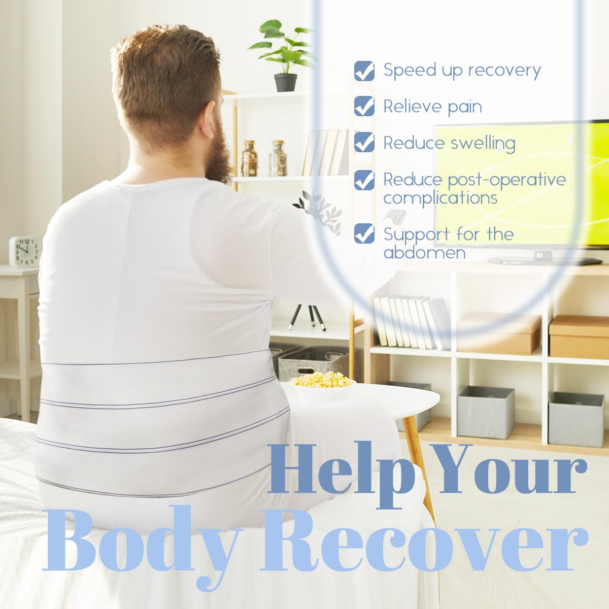 Abdominal Binder for Women and Men, 9-Inch Wide Stomach Binder after Surgery, Hysterectomy Belly Band, Abdominal Compression Garment Wrap, Belly Binder (60&rdquo; - 75&rdquo;) White, White, 60-75 Inches