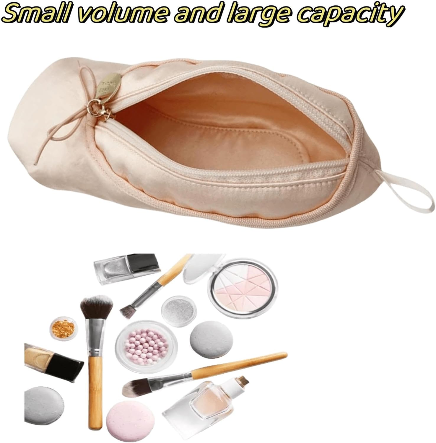 Febohao Pink Ballet Shoe Makeup Bag Custom Name Personalized Dance Shoe Pouch Portable Cosmetic Swan Ballet Bag, Dancers and Dance Lovers 2 Pcs, Light Powder, Simple and Stylish Storage image number 4