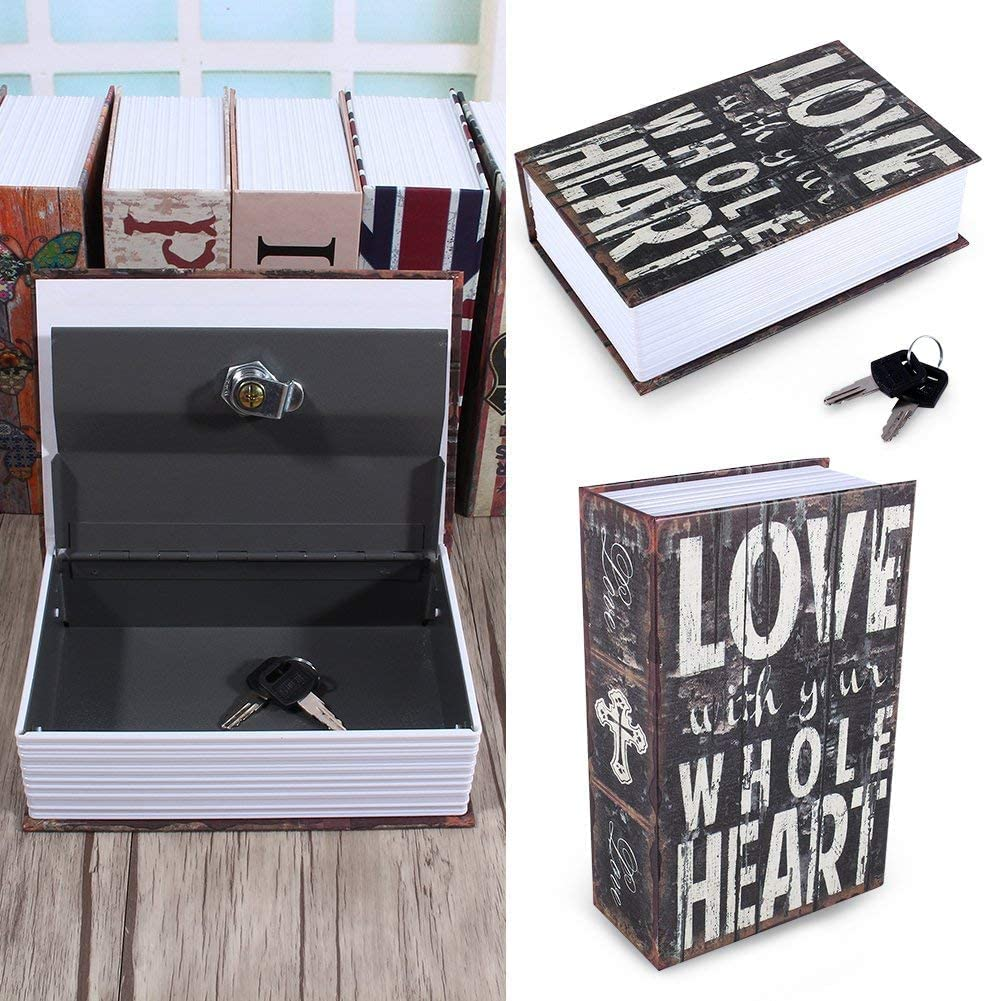 Book Safe Box, Portable Hidden Security Book Storage Case with Key Lock Travel Home Jewelry Passport Money Cash Secret Security Lock Box 18 X 11.5 X 5.5Cm / 7.09 X 4.53 X 2.17Inch image number 2