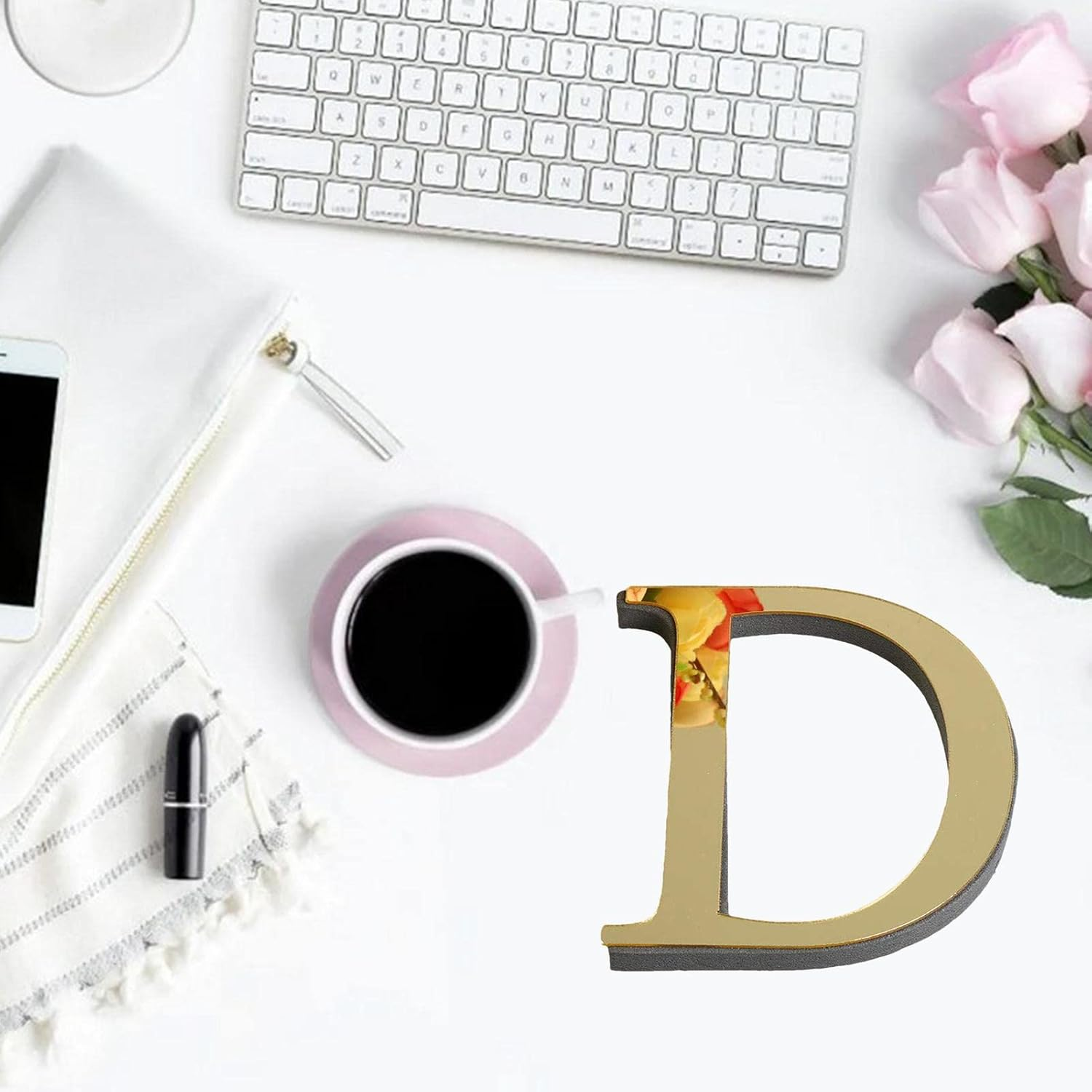 Letter Wall Stickers - 3D Self-Adhesive Alphabet Wall Decals - Light Gold Acrylic Letters Decals for Home Decor Wall DIY Art Mural for Home Bedroom Living Room Borato image number 2