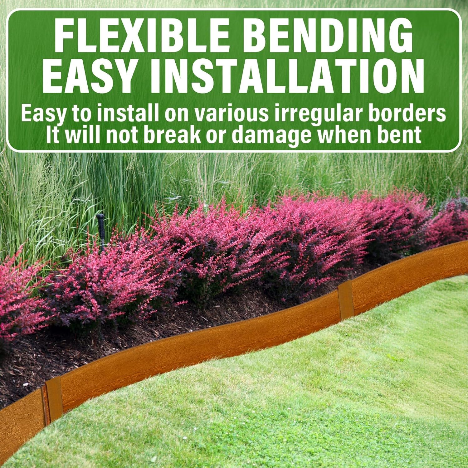 6M Landscape Edging, 15Cm/20Cm/25.4Cm Height Corten Steel Edging Steel Garden Bed Metal Border Edge Rusted Rustic Patina 100 Cm Strips for Yard Lawn Outdoor Flower Plant Vegetable - 20.4Cmheight image number 4