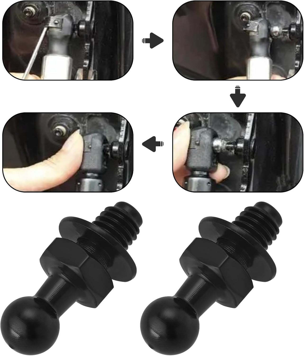 2Pcs Bonnet Gas Struts Screw Car Bonnet Hood Tailgate Trunk Lid Gas Strut Rod Screw Ball Stud Pin Compatible with VW Golf 3 4 5 6 7 OEM WHT006580 image number 4