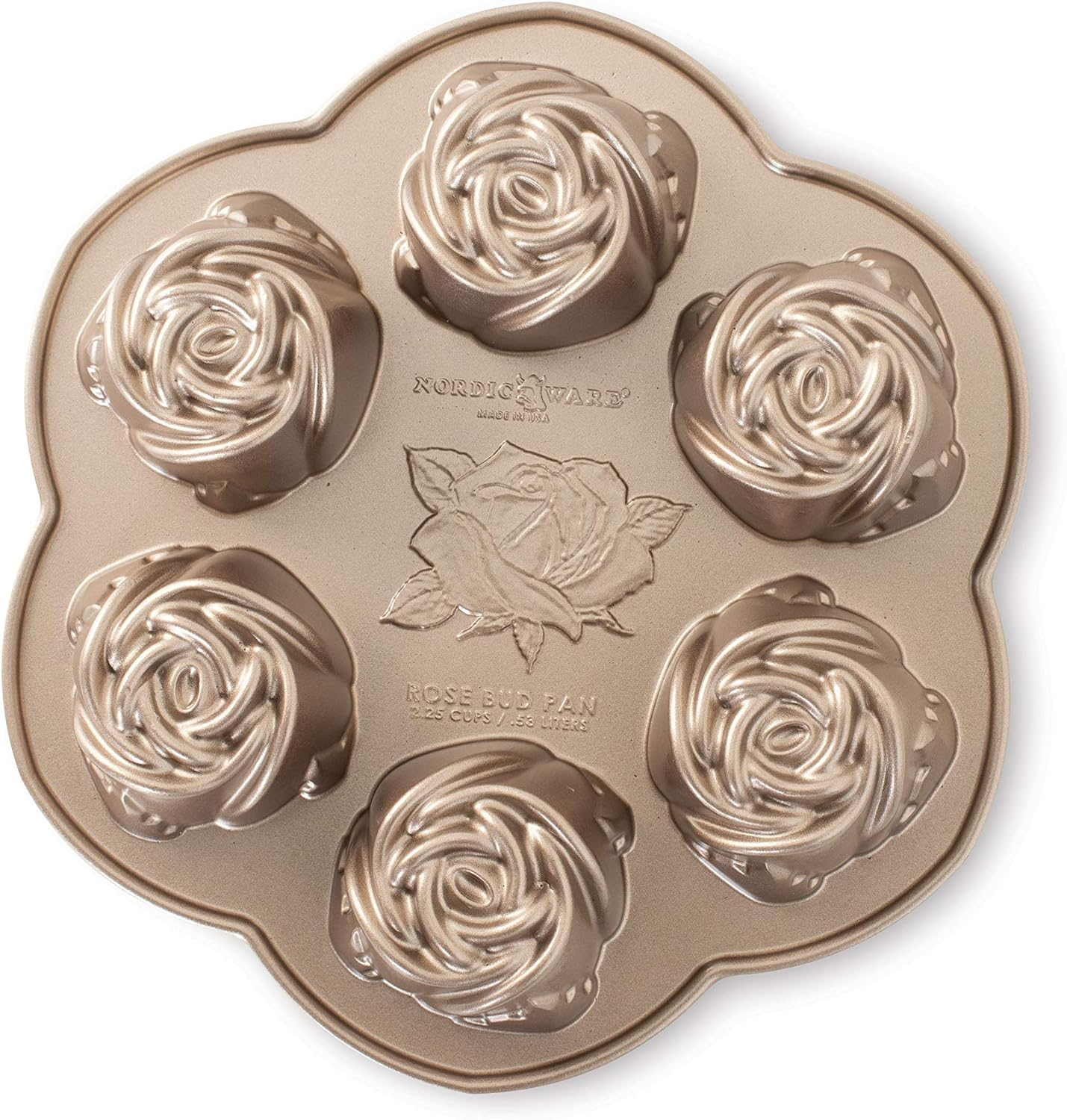 Nordic Ware Rose Bud Pan, 6 Cakelets, Toffee image number 5
