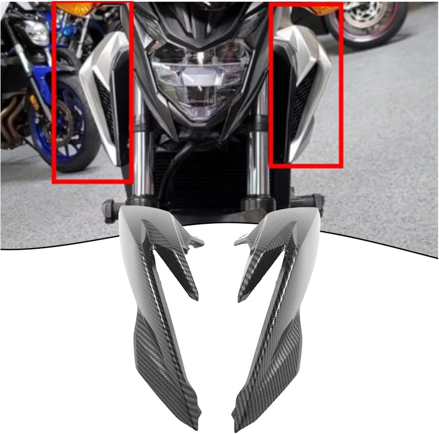 For CB 500F 2016-2018 2Pcs Motorcycle Fairing Trim Frame Cover Carbon Fiber Fairings Front Side Tank Air Vent Accessories image number 4