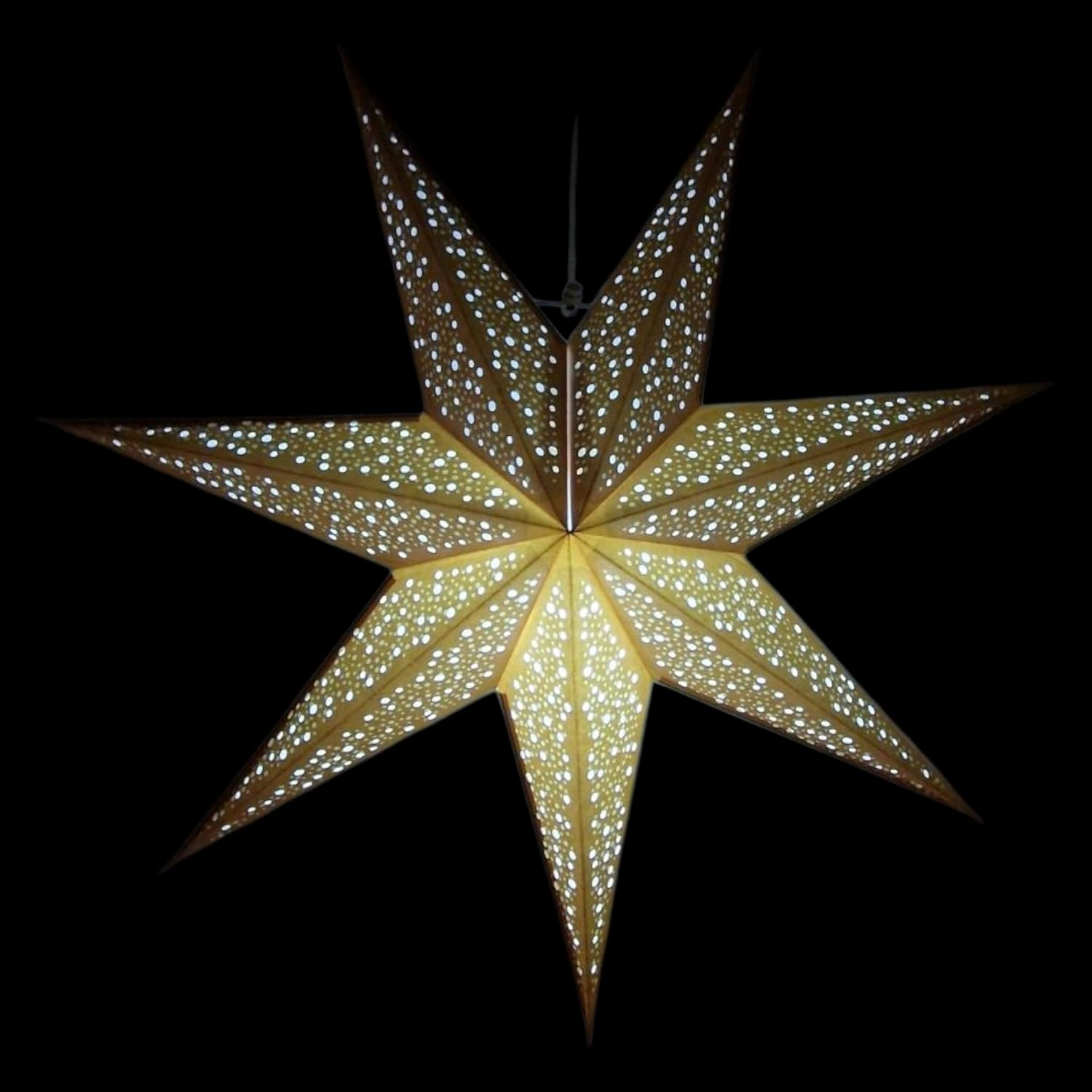 YEPSIO Lantern Lampshade Paper Star Light Shades Large 60Cm Hanging Decorations for Christmas Wedding Home Decoration Birthday Party Foldable 7 Pointed Star (Golden) image number 3