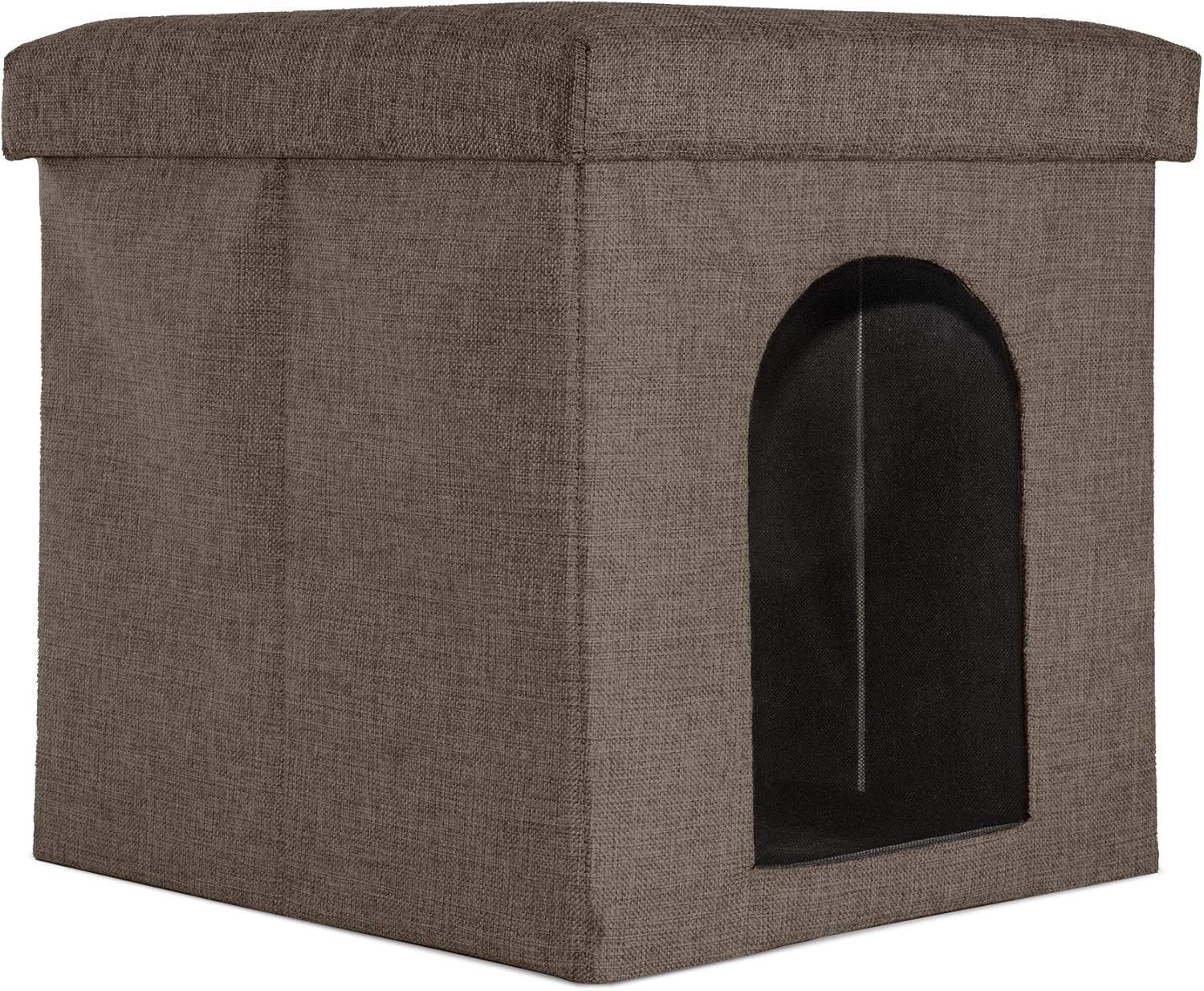 Furhaven Pet House | Footstool Ottoman Pet House for Dogs & Cats, Coconut Brown, Small image number 1