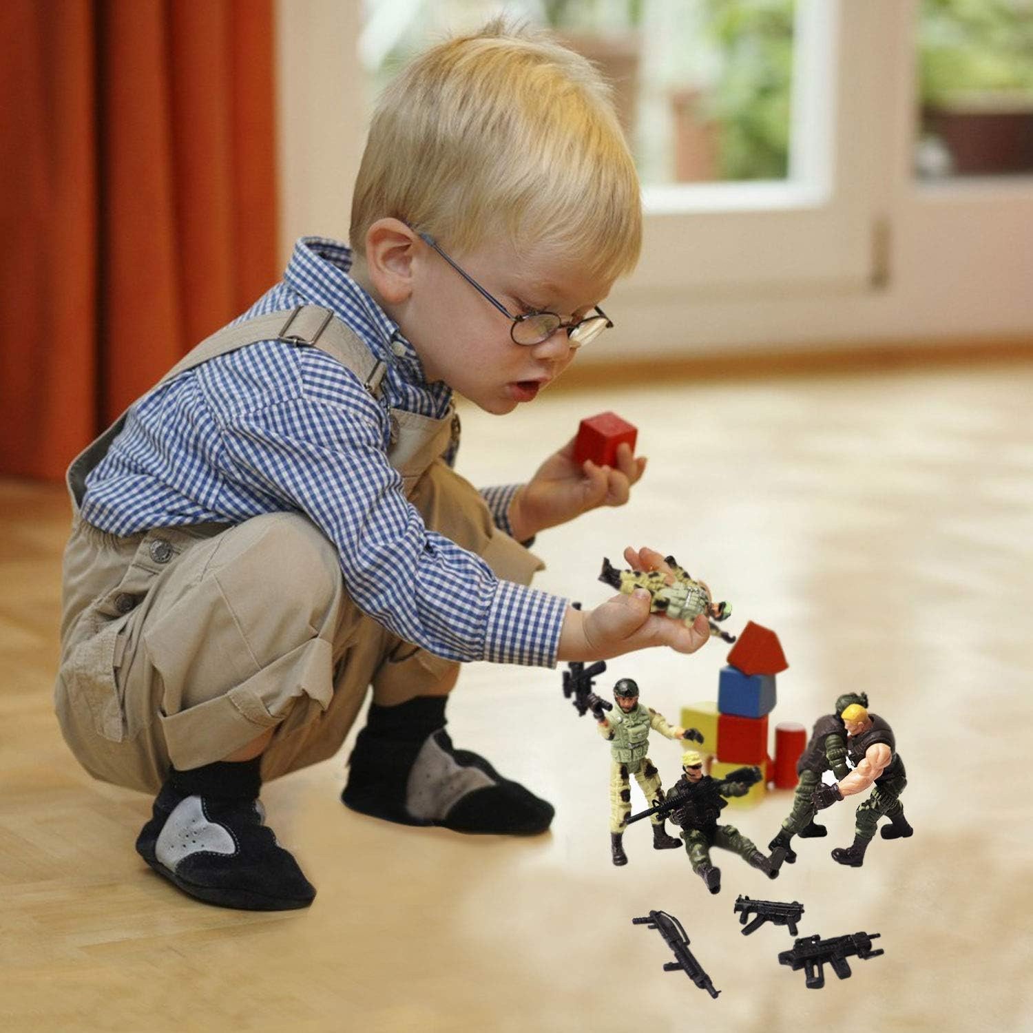 HAPTIME Soldier Figure Toy Army Men with Weapon / Military Action Figures Playset Special Force, Set of 6 (Each 3.75 Inch Tall) (SWAT) image number 6