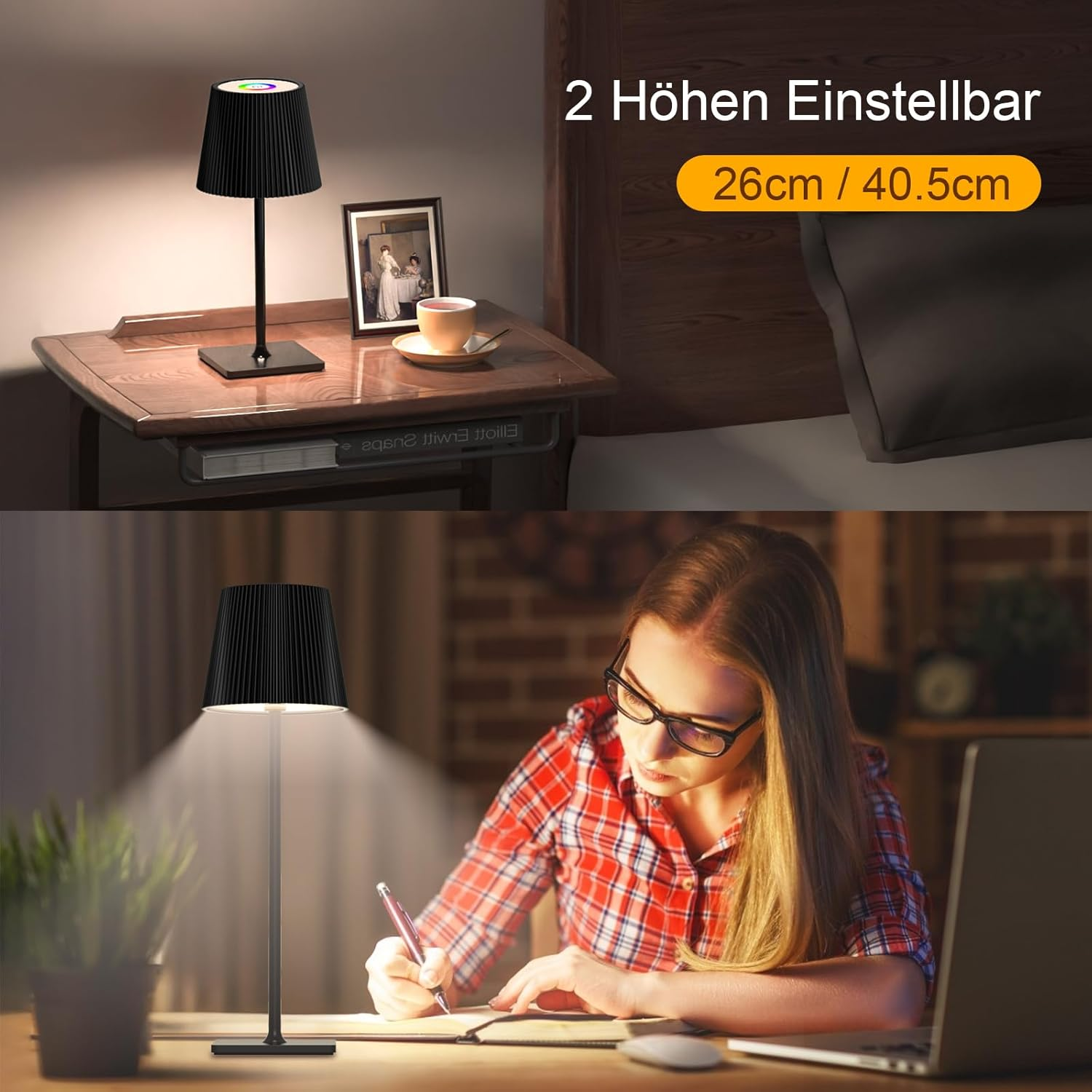 TRUMPETS LED Table Lamp Wireless Touch Dimmable RGB & 3 Colour Temperature 4800 Mah Bedside Lamp Battery Table Lamp Rechargeable Metal Material for Outdoor Bedside Table Dining Table Desk image number 2