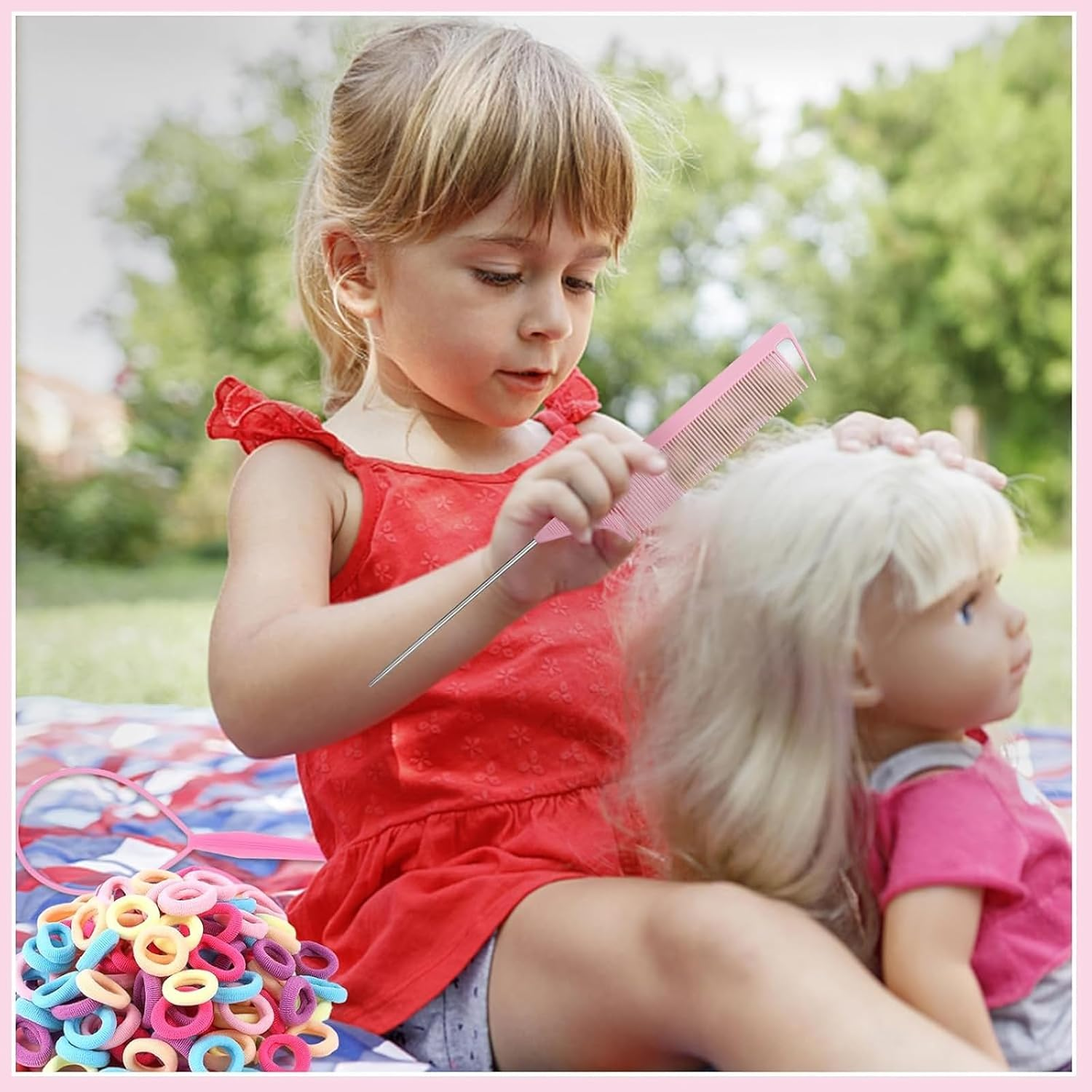 Small Hair Scrunchie, Elastic Hair Band, Various Colours, Small Hair Ties, Mini Seamless Hair Bands, Mini Hair Band, Multicoloured Soft (Pack of 200) image number 6