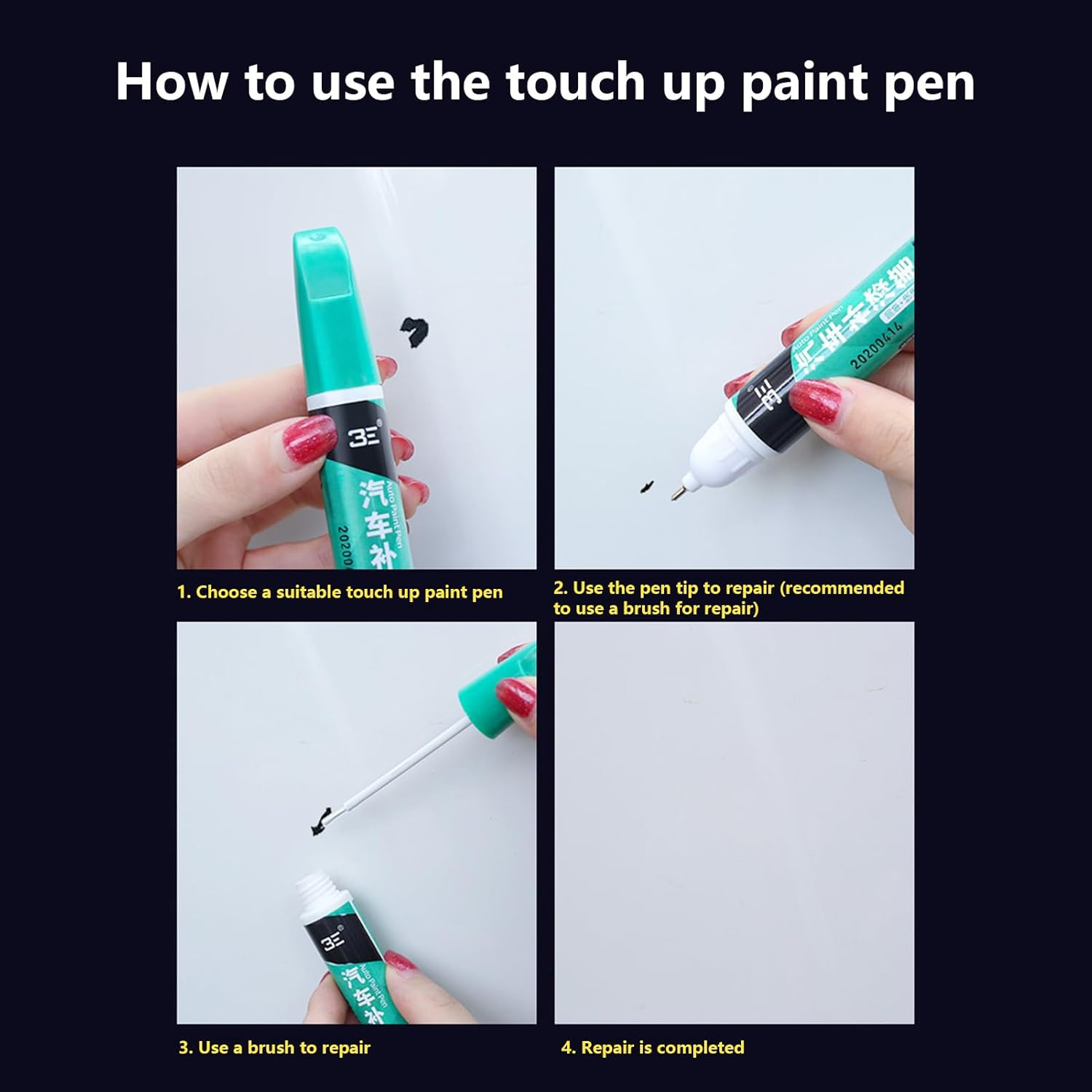 Paint Pen for Car,Scratch-Filling Automotive Touch up Paint Pen | 12ML High-Adhesion Quick-Drying Markers Weatherproof for Motorcycle Truck Wheel Rim Wood Art Crafts Furniture - Black image number 2