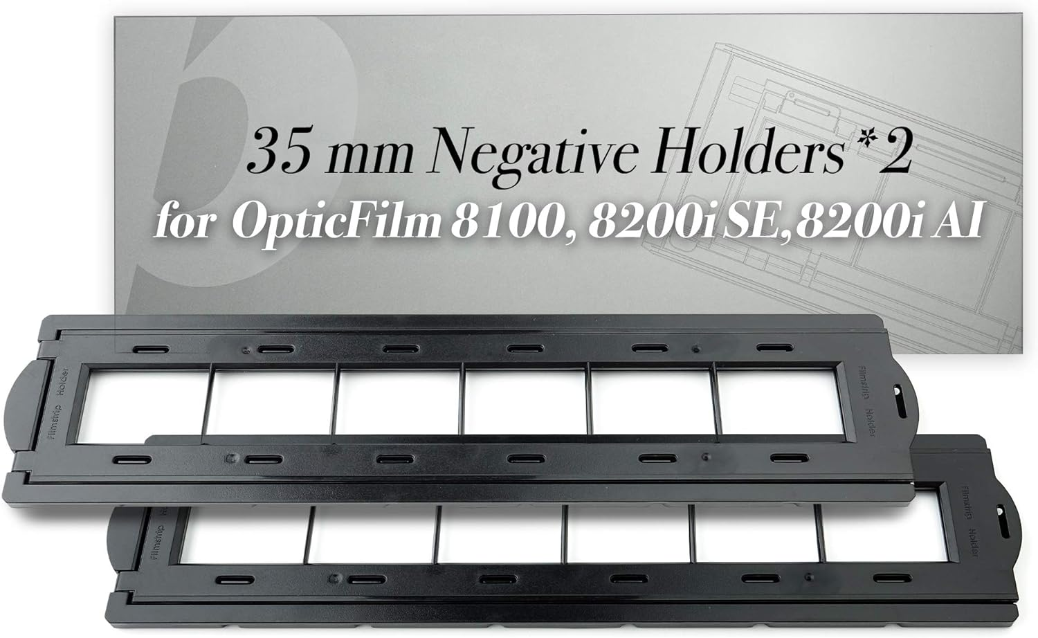 Plustek 2 X 35 Mm Negative Holders (Negative Film), for Opticfilm 72~83 Series Use Only (8100 & 8200I & 8300I) image number 1