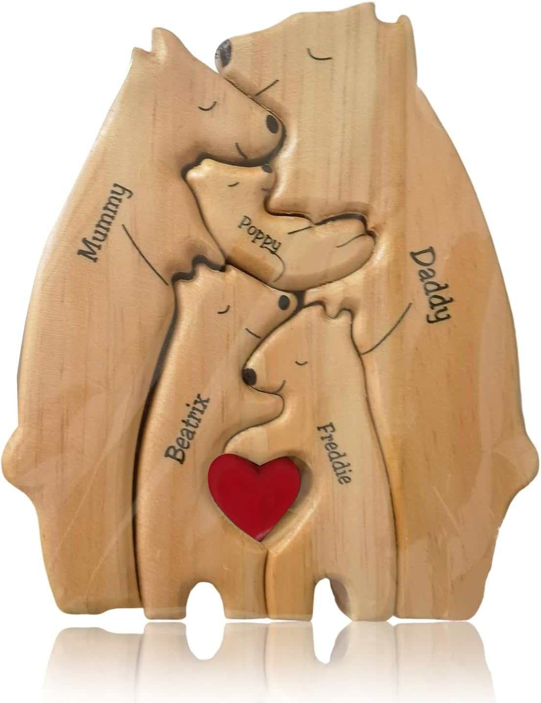 Wooden Bears Puzzle, Custom Name Sculpture, Birthday Gifts for Kids, Family Memorial Gifts image number 5