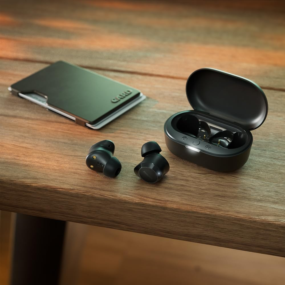 Philips TAT1209BK Wireless Bluetooth Earbuds - Small Earbuds, Great Value, Natural Sound with Dynamic Bass, Clear Calls and Pocket Size Charging Case - Black image number 2