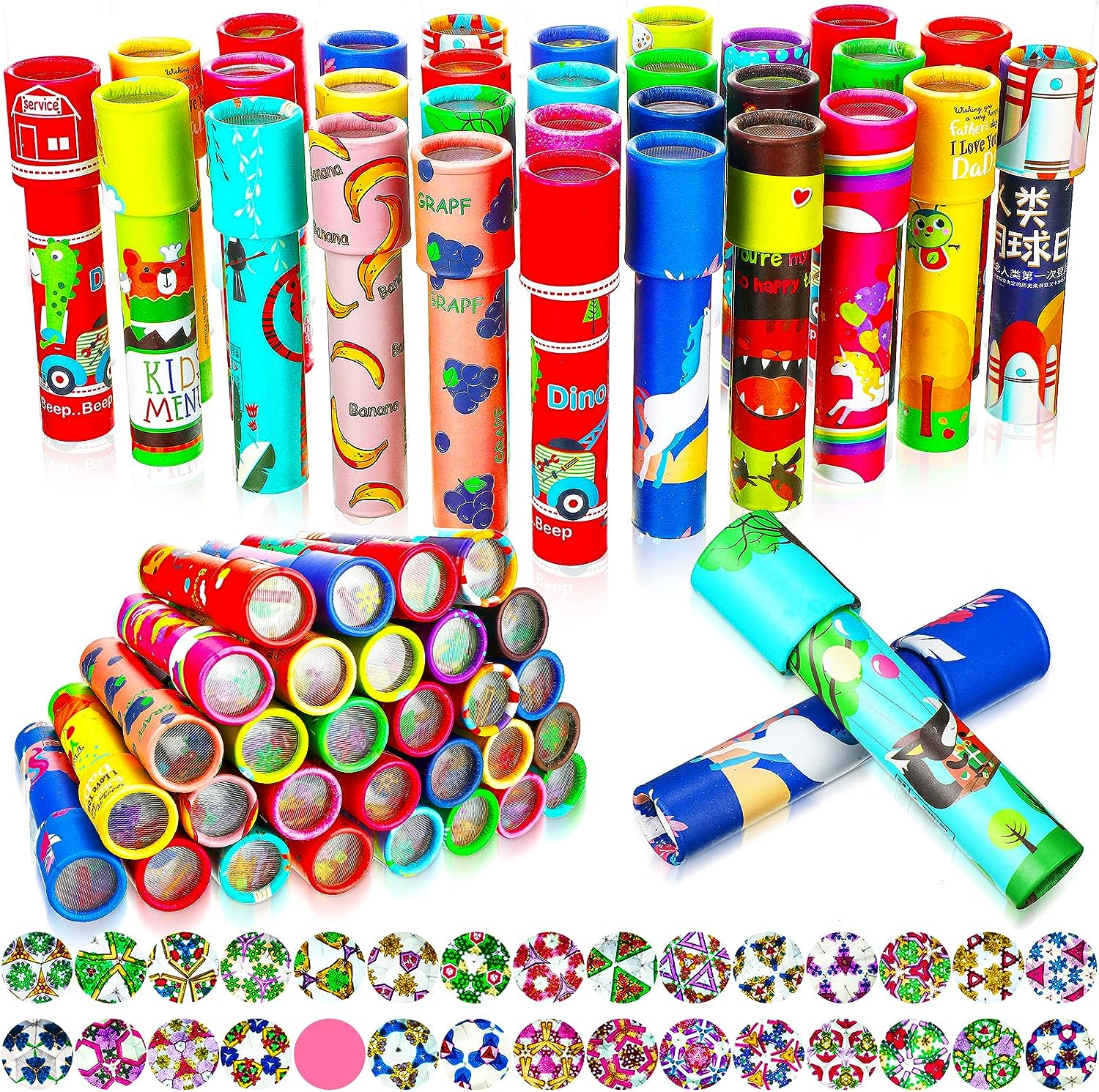 30 Pcs Classic Kaleidoscope Educational Kaleidoscope Toy Return Gift Vintage Educational Toys Party Bag Fillers School Classroom Prizes for Adults and Teens Party Favors, Random Styles (Double Style) image number 2
