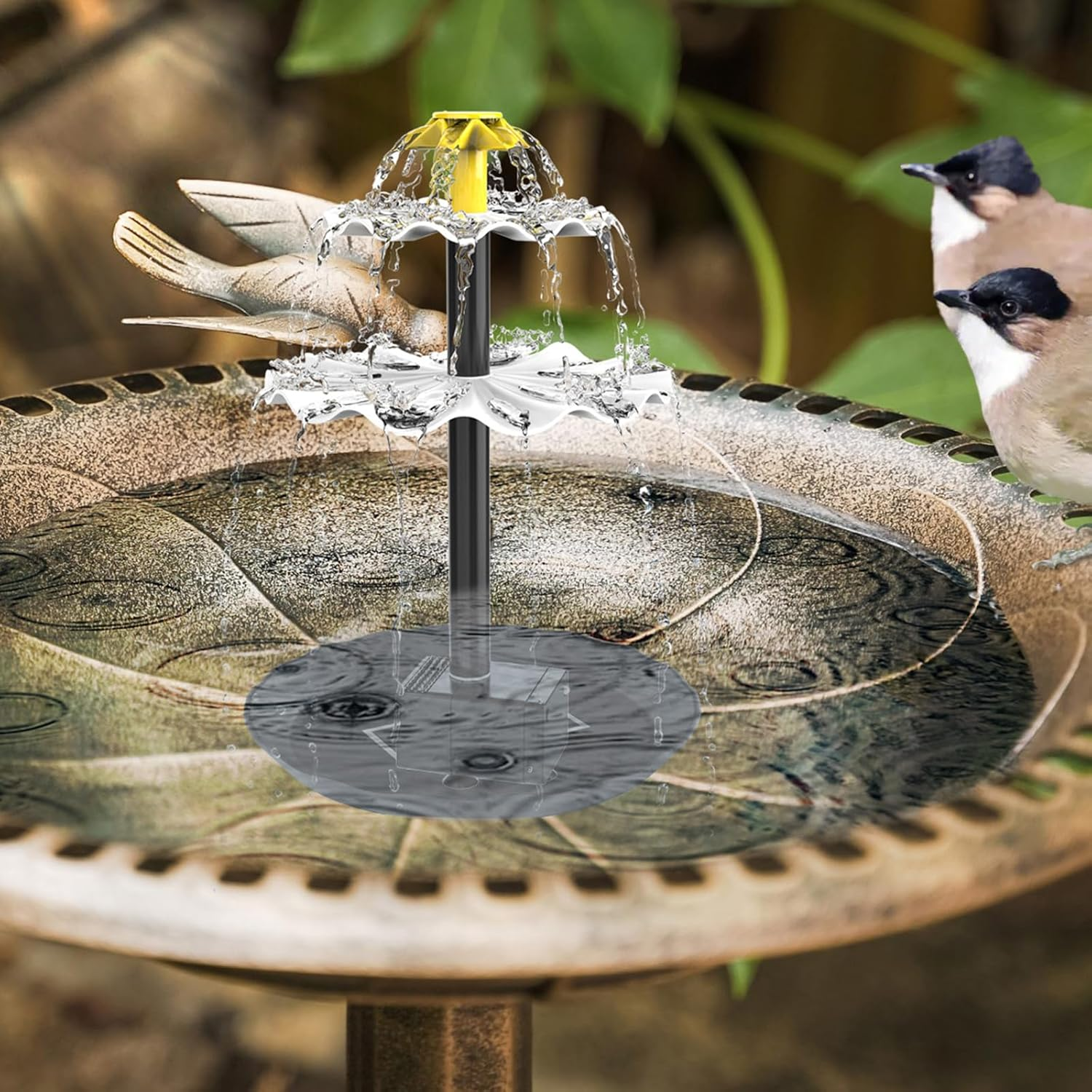 DIY Solar Fountain Pump Kit，With 6 Noz Zles and 7.6Ft Power Cord and Panel, Fountain Water Pump for Bird Bath Fish Pond Outdoor Patio Pool image number 1