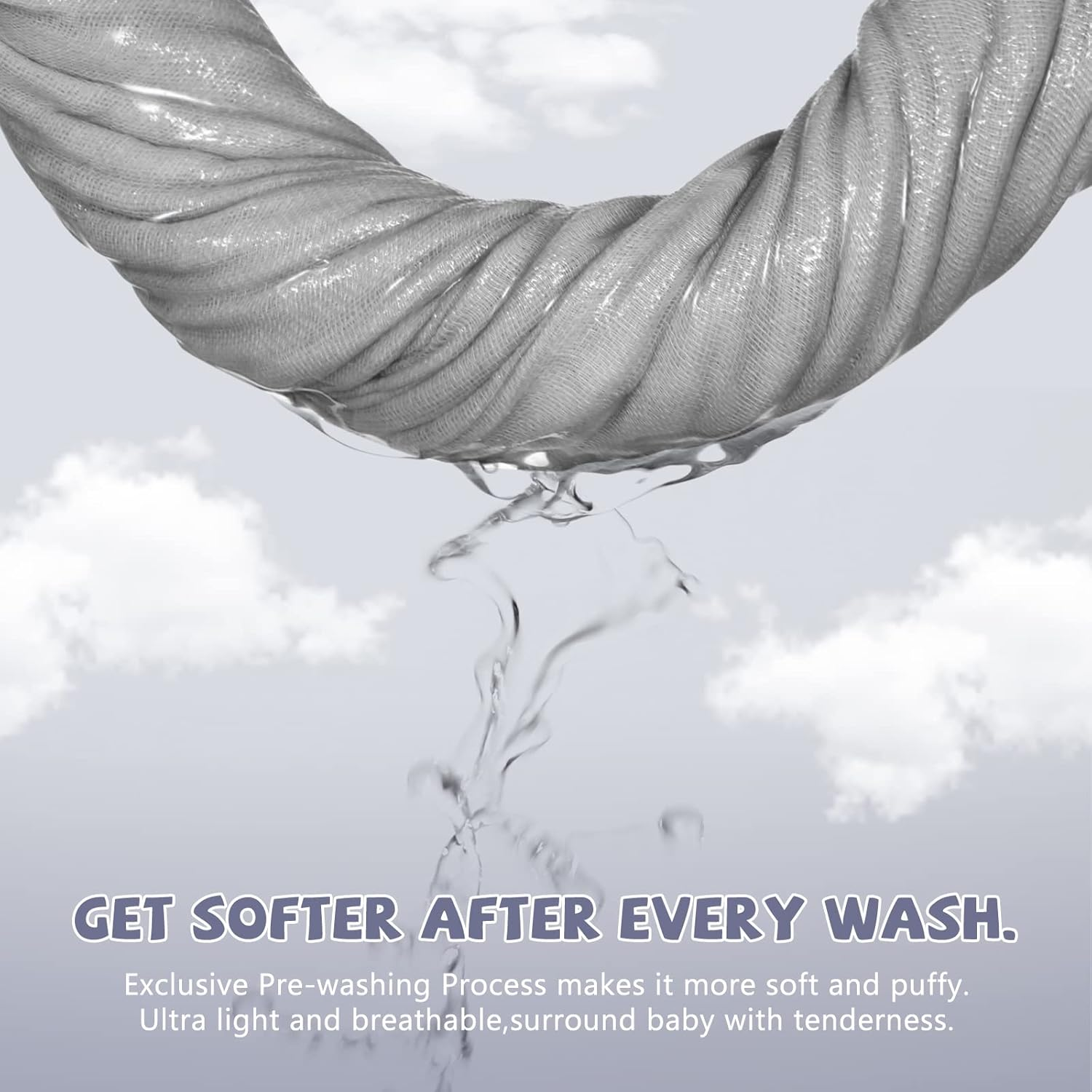 MUKIN Baby Washcloths - Soft Face Cloths for Newborn, Absorbent Bath Face Towels, Baby Wipes, Burp Cloths or Face Towels, Baby Registry as Shower. Pack of 6-12X12 Inches (Grey) image number 3