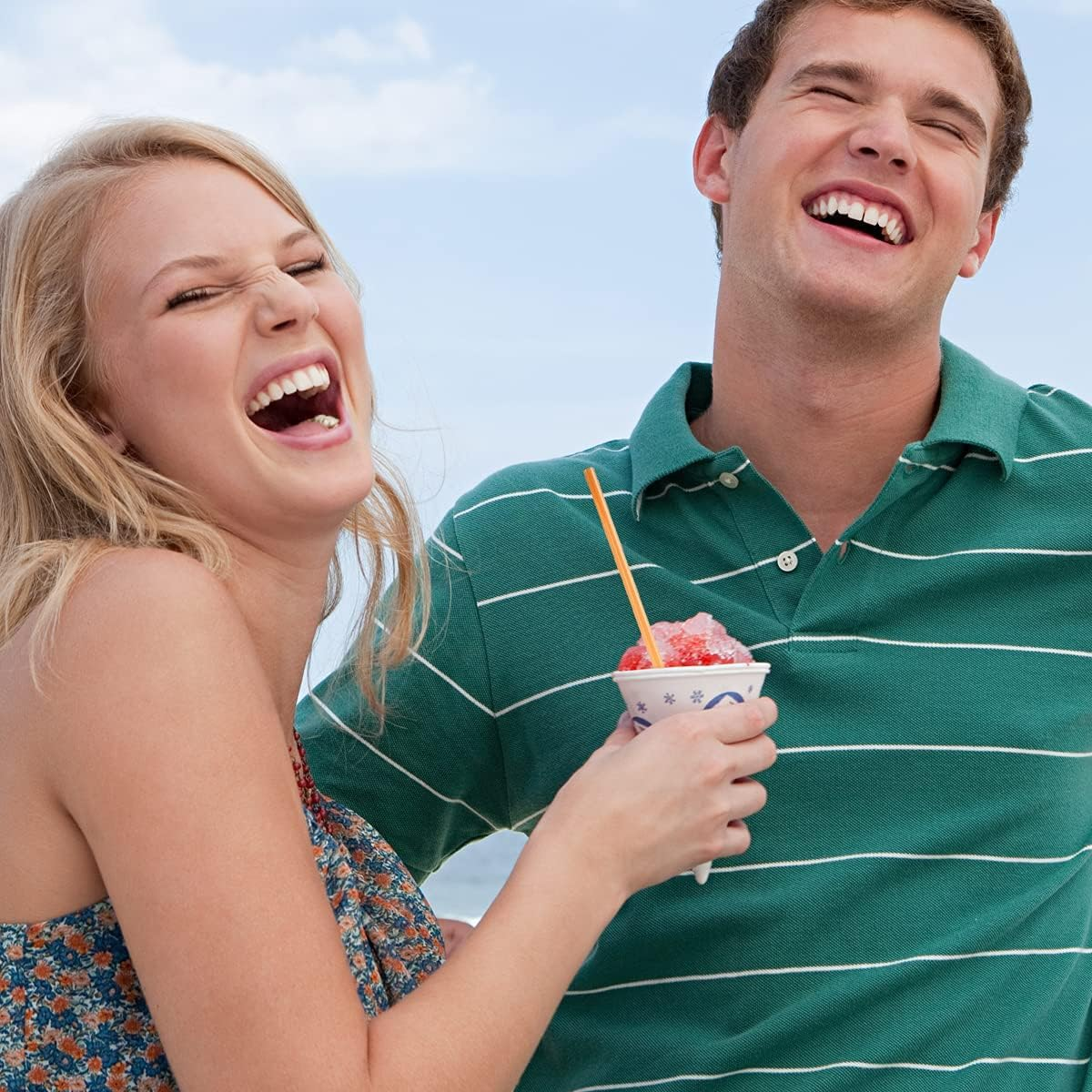 Ice Cream Scoop Straws Straws with Spoons, Assorted Colours, Pack of 100 image number 2