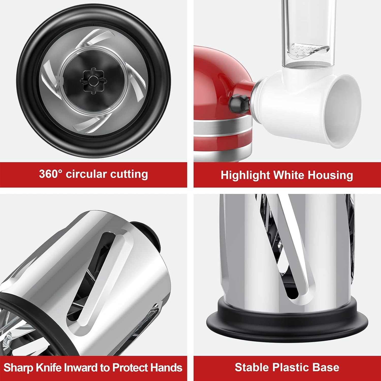 Slicer Shredder Attachment for Kitchenaid Stand Mixer, Cheese Grater Attachment for Kitchenaid Mixer, Cheese Grater Machine with 3 Blades by COFUN