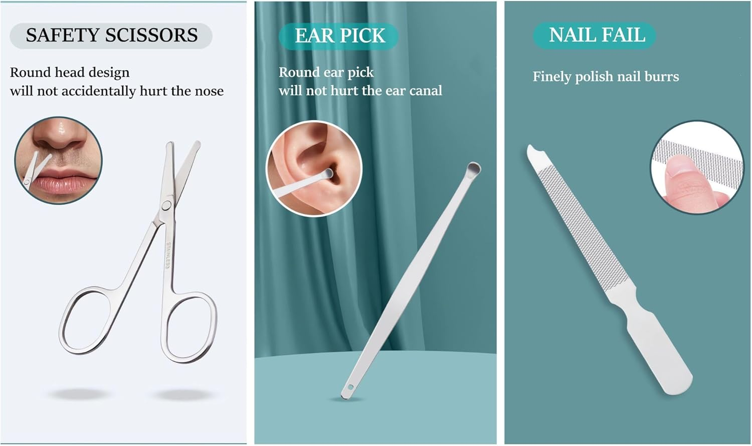 Nail Clipper Set, 6 Pcs Toenail Clippers, Stainless Steel Fingernail Clipper, and PU Leather Manicure Set, Purse Essentials Travel Nail Kit Gift Ideas image number 2