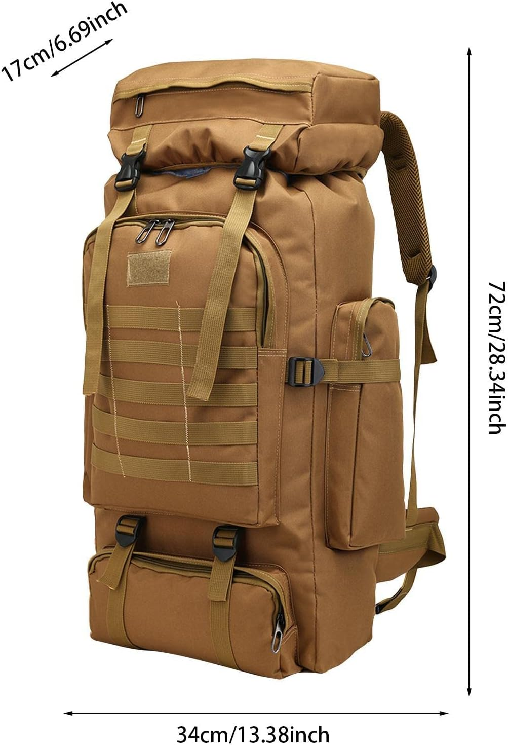 Army Backpack for Men,Waterproof Heavy Duty Hunting Backpacks for Men 80L | Large Trekking Rucksack for Outdoor Hiking Camping Trekking Hunting Puchen - Desert Camouflage image number 3