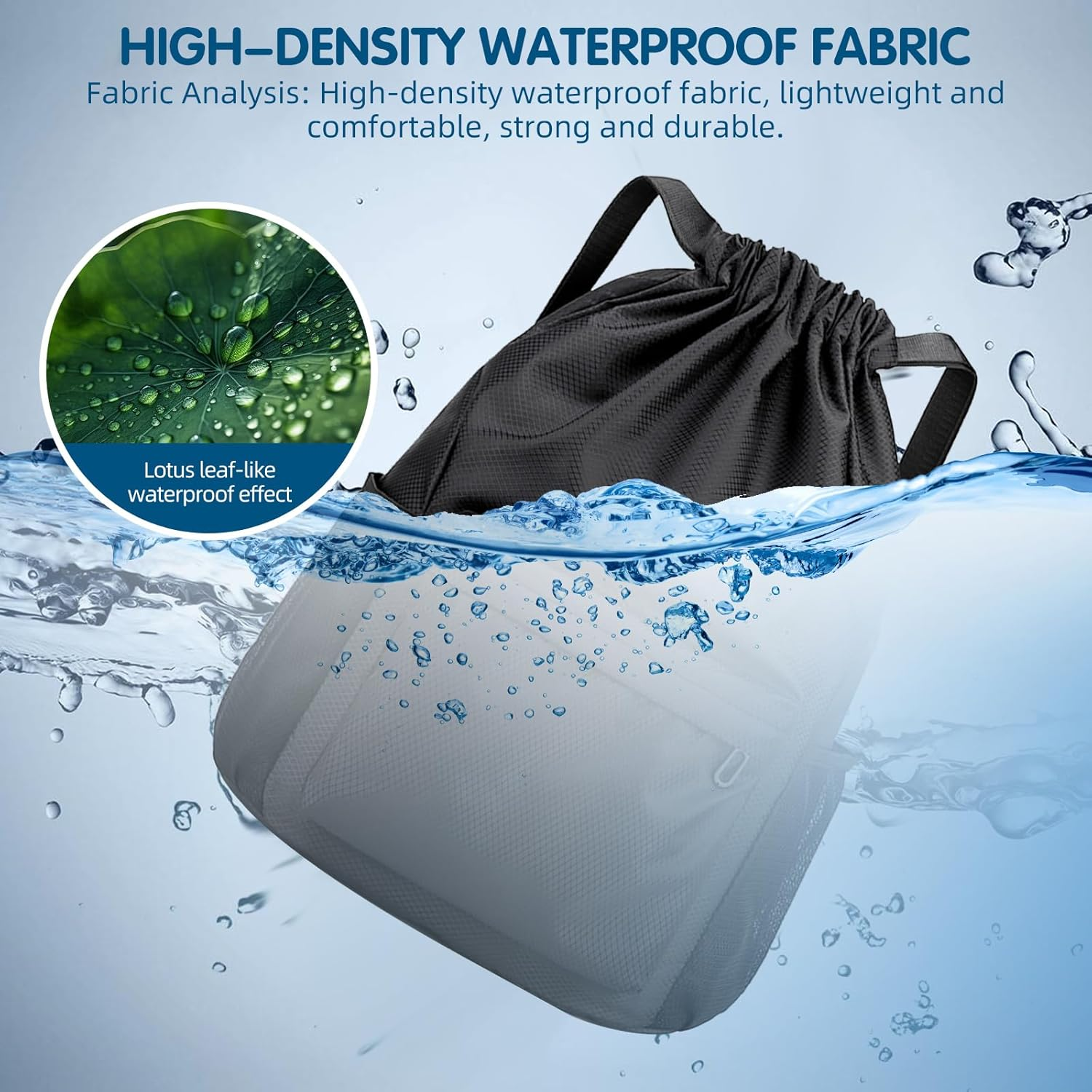 Drawstring Backpack, Waterproof Backpack with Mesh Side Pocket, Sport Gym Bag for Women/Men, Outdoor String Backpack image number 4