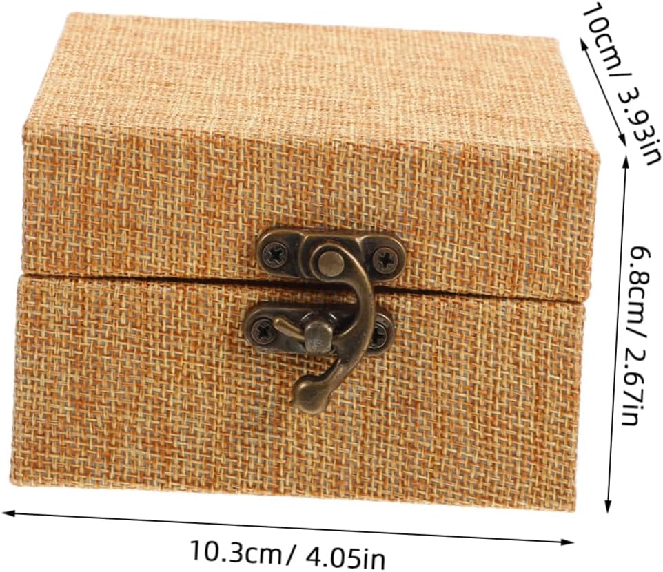 Jojofuny Keepsake Box Small Wooden Box Lid Ink Paste Vintage Trinket Organizer Treasure Chest image number 3