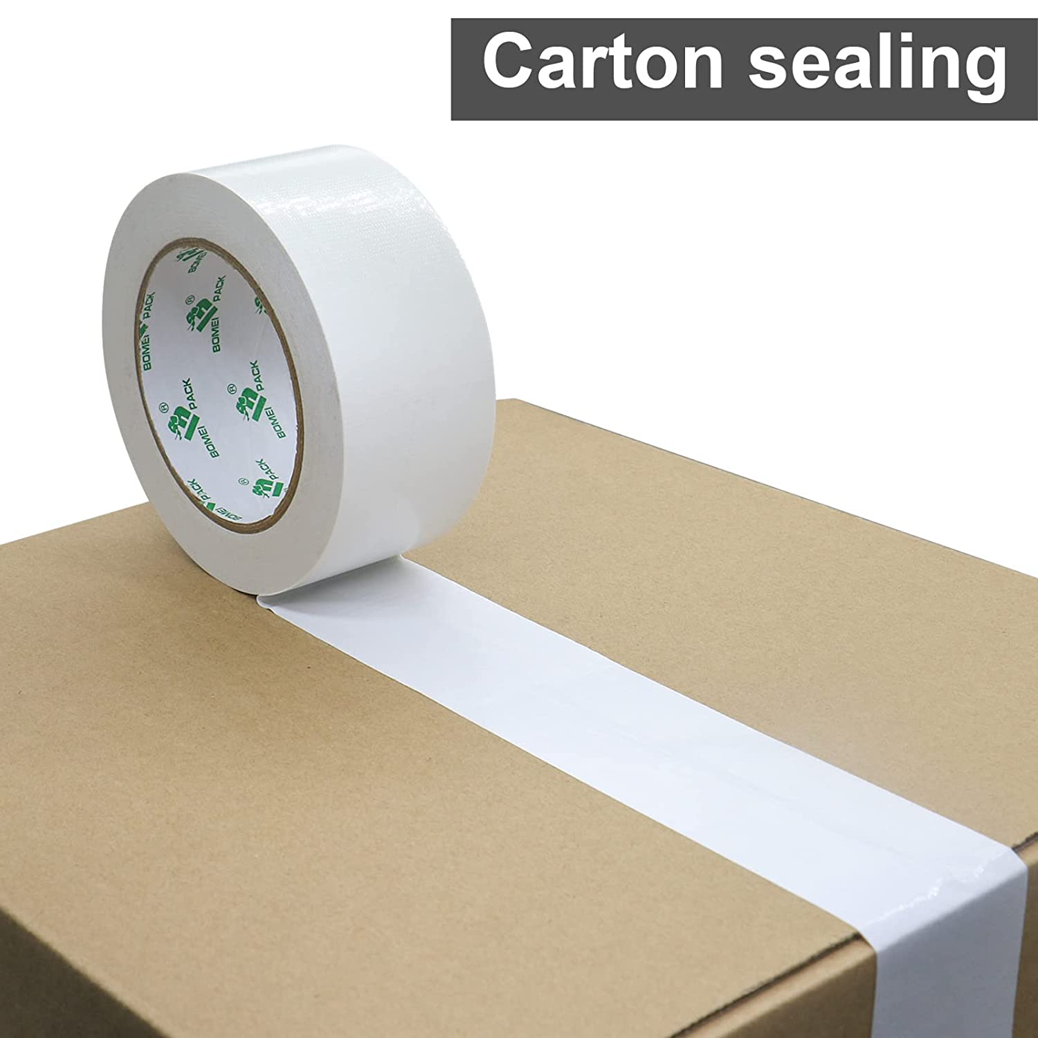 Heavy Duty White Duct Tape, 48Mm*30M, Multi-Use Easy Tear Gaffer Waterproof Cloth Tape for Repairing, Maintenance and Industrial Use, 1.88 Inch X 32.8 Yards, 7.5Mil Thick, 1 Roll, BOMEI PACK image number 3