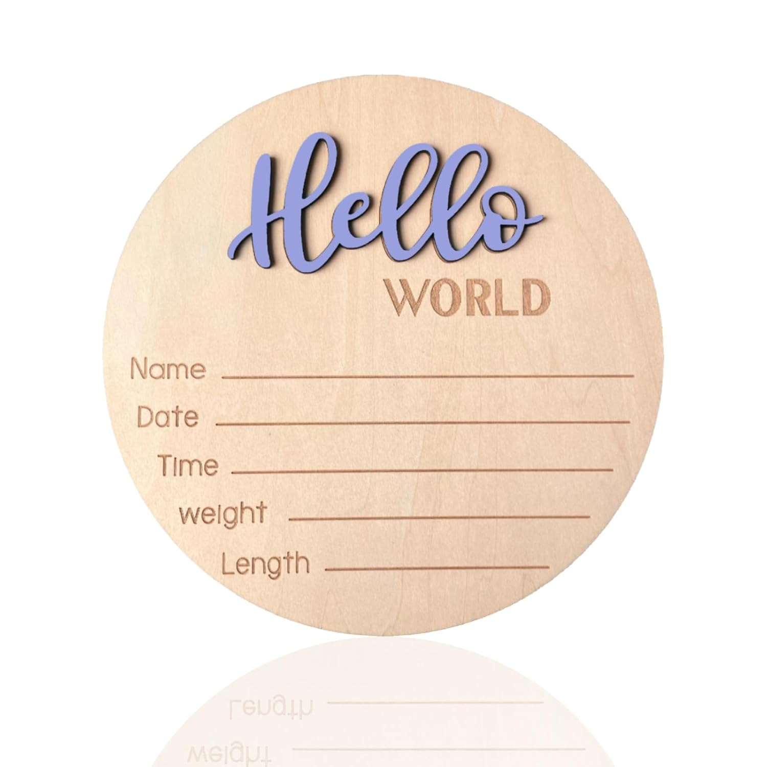 Baby Announcement Sign, ​5.9 Inch Wooden Hello World Newborn Signs, Birth Announcement Sign, Baby Shower Hospital Nursery for Newborn Boys and Girls (White)