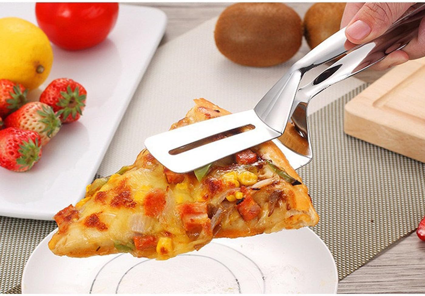 Stainless Steel Spatula Tongs Steak Clamps,Ideal for Steak, Fish, Chicken Nuggets and BBQ as a Kitchen Grill Clip Tool(2Pcs) image number 5