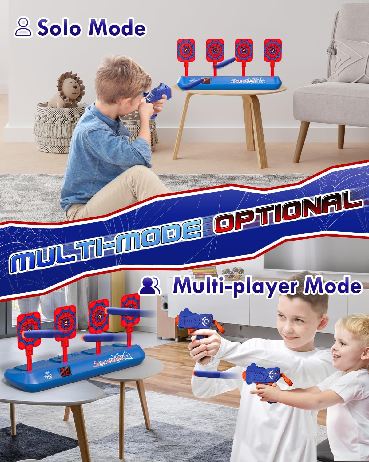 Lehoo Castle Target, Toys for 3 4 5 6 Year Old Boys, 4 Electronic Digital Auto Gun Target, Shooting Targets with 20 Bullets 2 Wrist Bands for Boys Girls image number 6