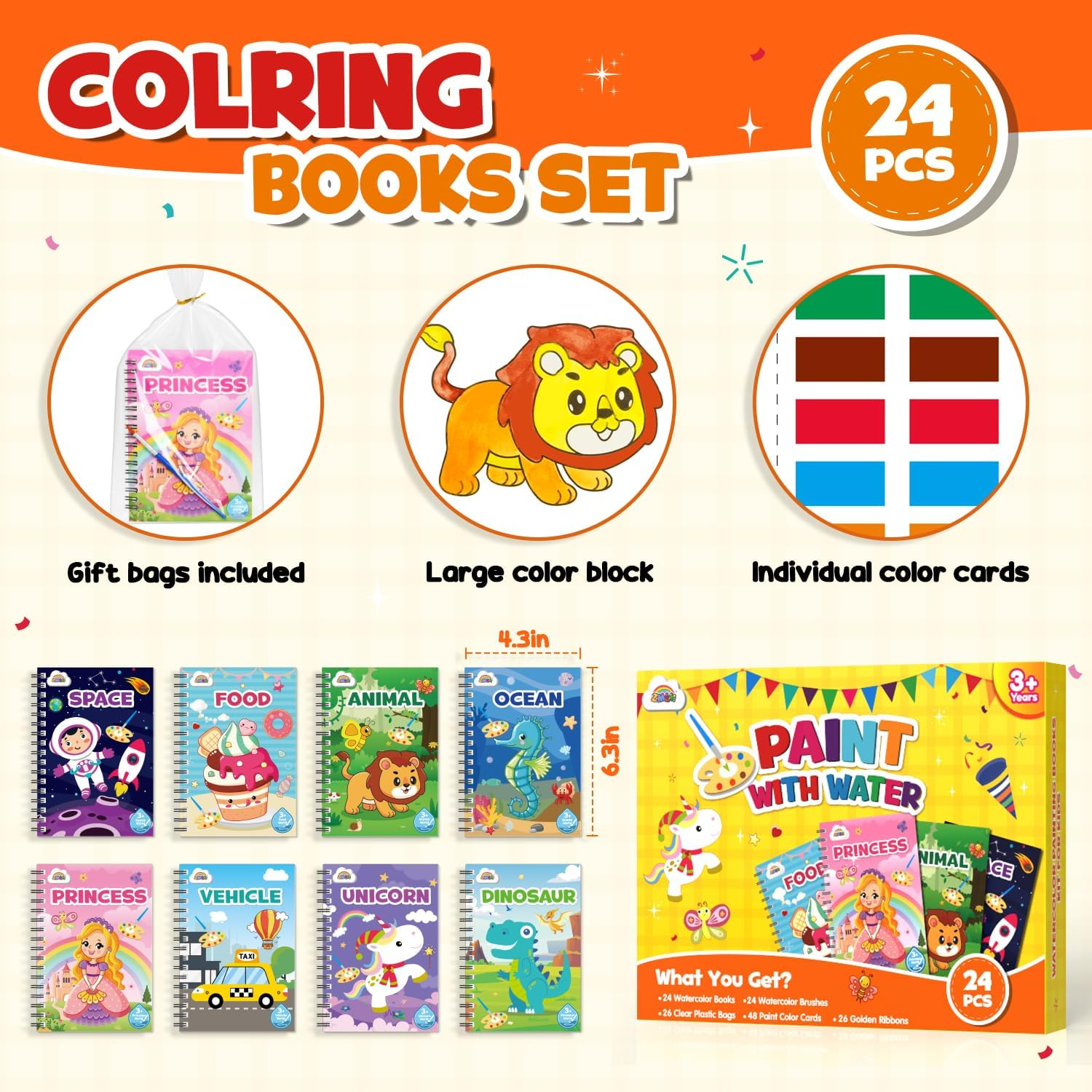 ZMLM 24 Water Coloring Books for Kids Party Favors - Bulk Mini Coloring Books for Kids Ages 4-8,Small Birthday Goodie Bag Stuffers School Teacher Return Gift Art Crafts Classroom Prizes (Classic) image number 5