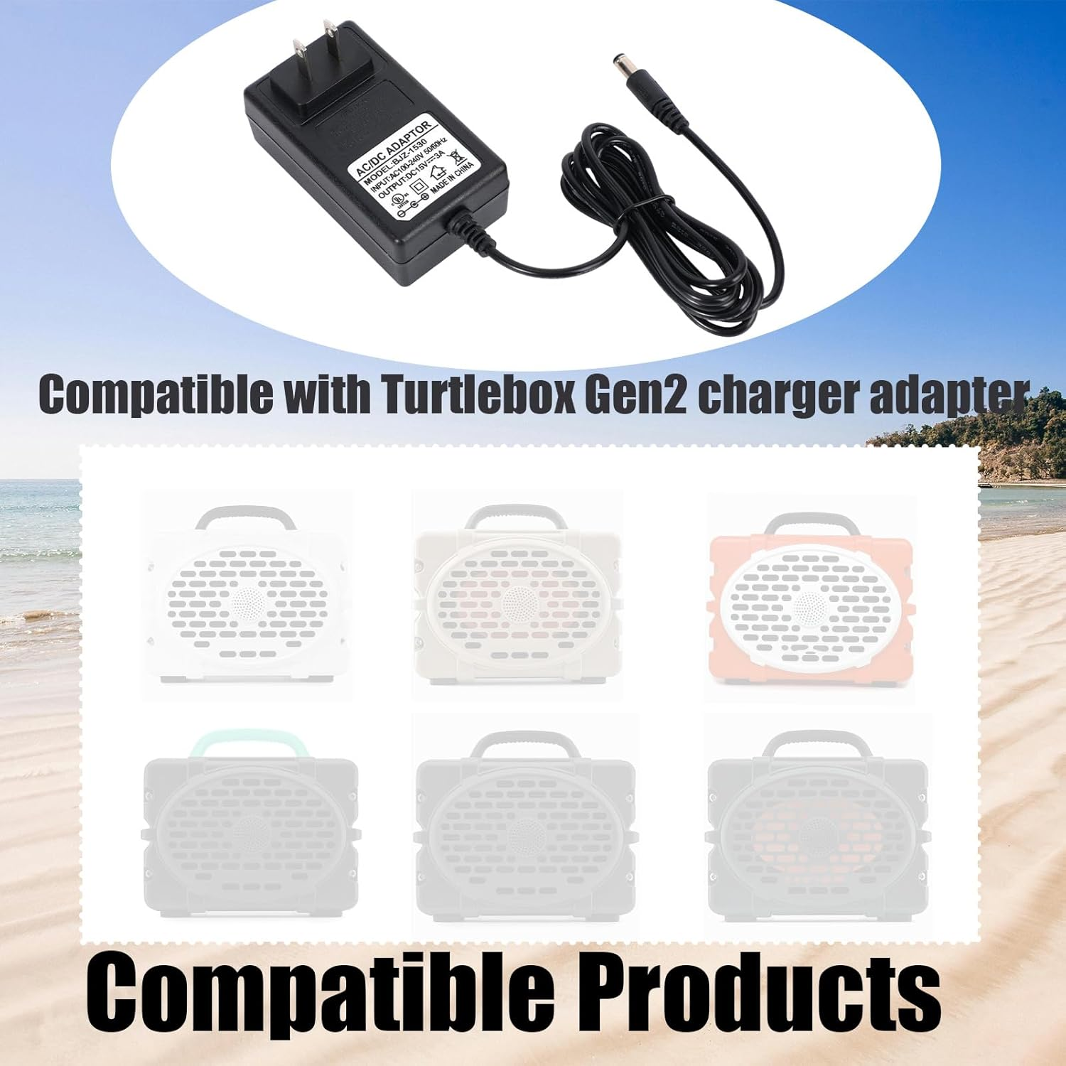 New Upgrade Speaker Charger for Turtlebox, Portable Loud Outdoor Bluetooth 5.0 Speaker Power Cord Replacement Compatible with Turtlebox Gen 2 & Gen 3 image number 5