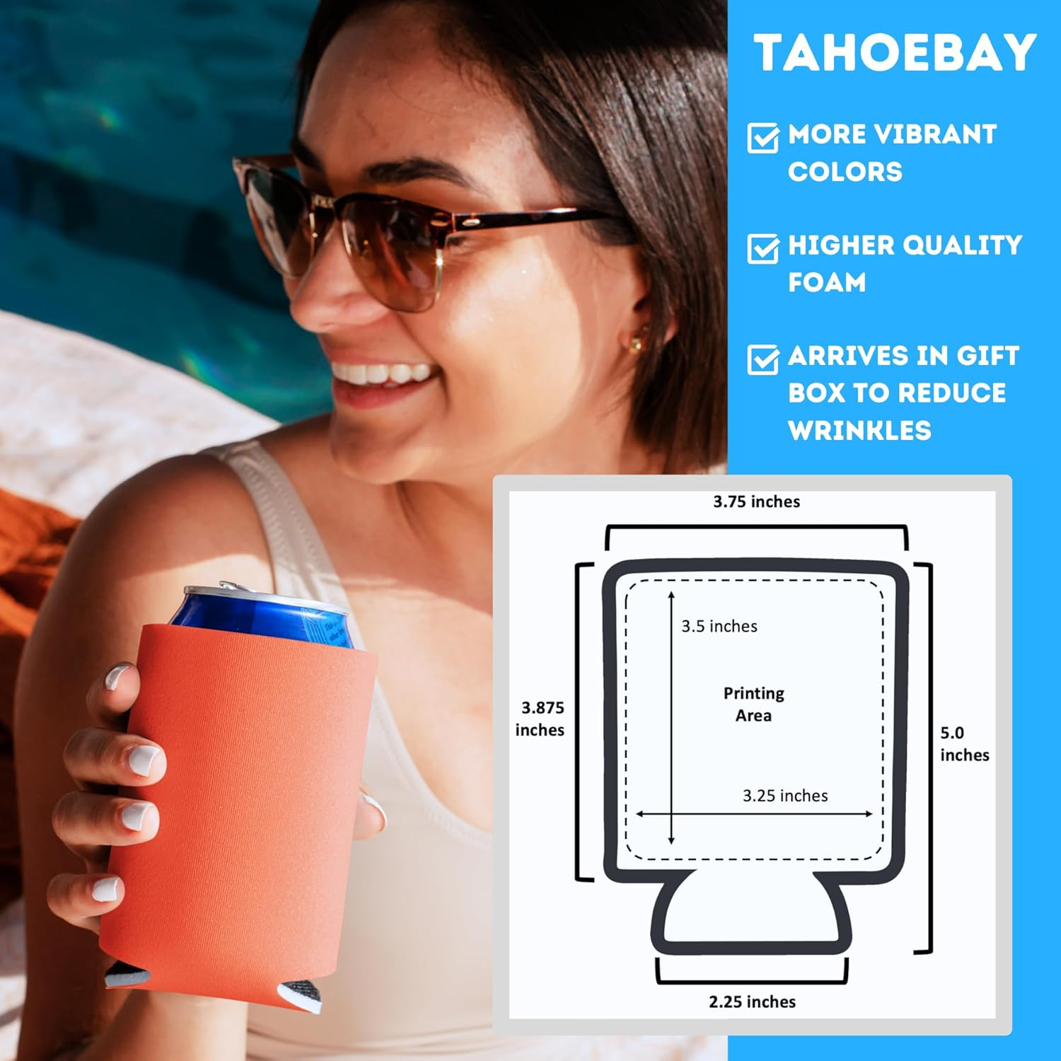 Tahoebay Can Sleeves for Standard 12 Ounce Cans Blank Poly Foam Beer Coolers 12Oz Coral - Raspberry image number 3